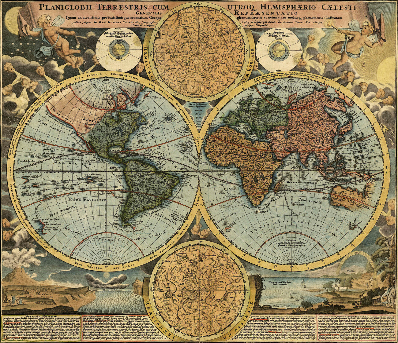Vintage World Continents Map 1663
