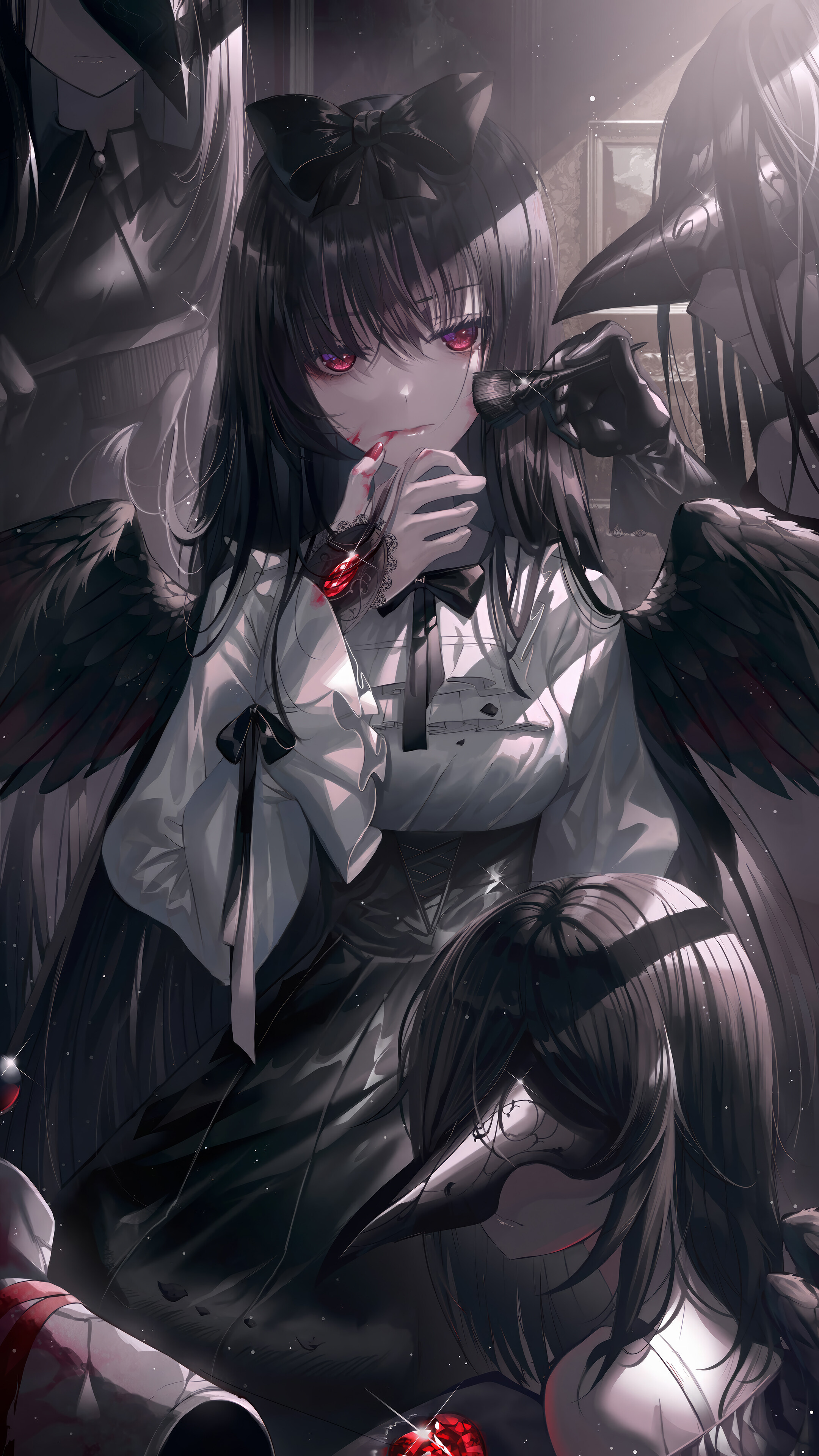 Anime Girl Red Eye 4K Wallpaper iPhone