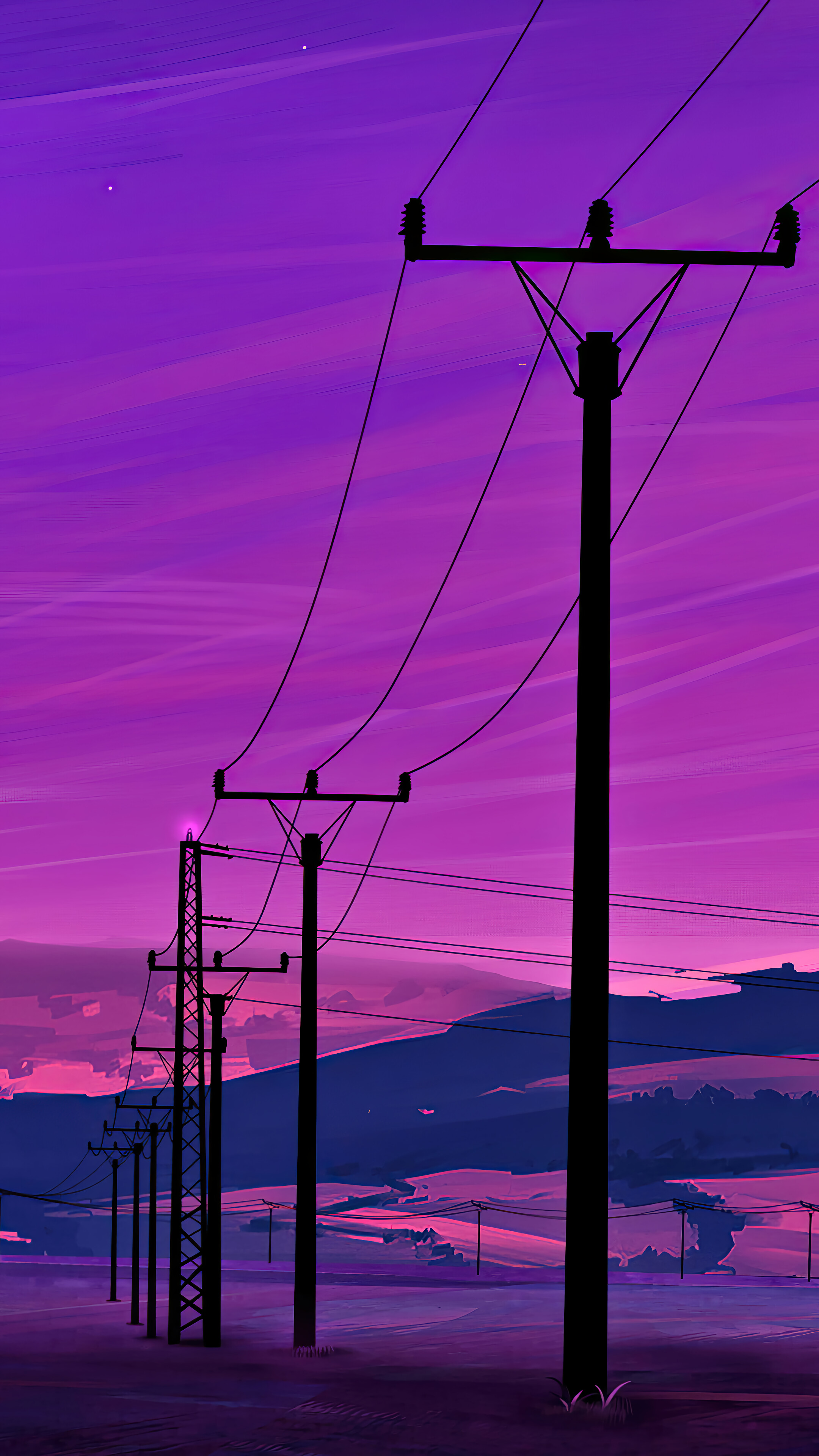 Neon Scenery Landscape Digital Art 4K