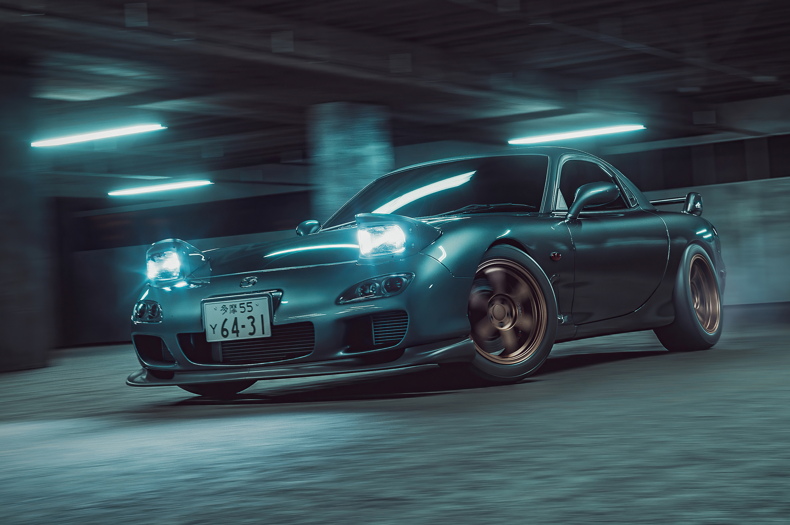 Mazda Rx7 Triple Black 4k