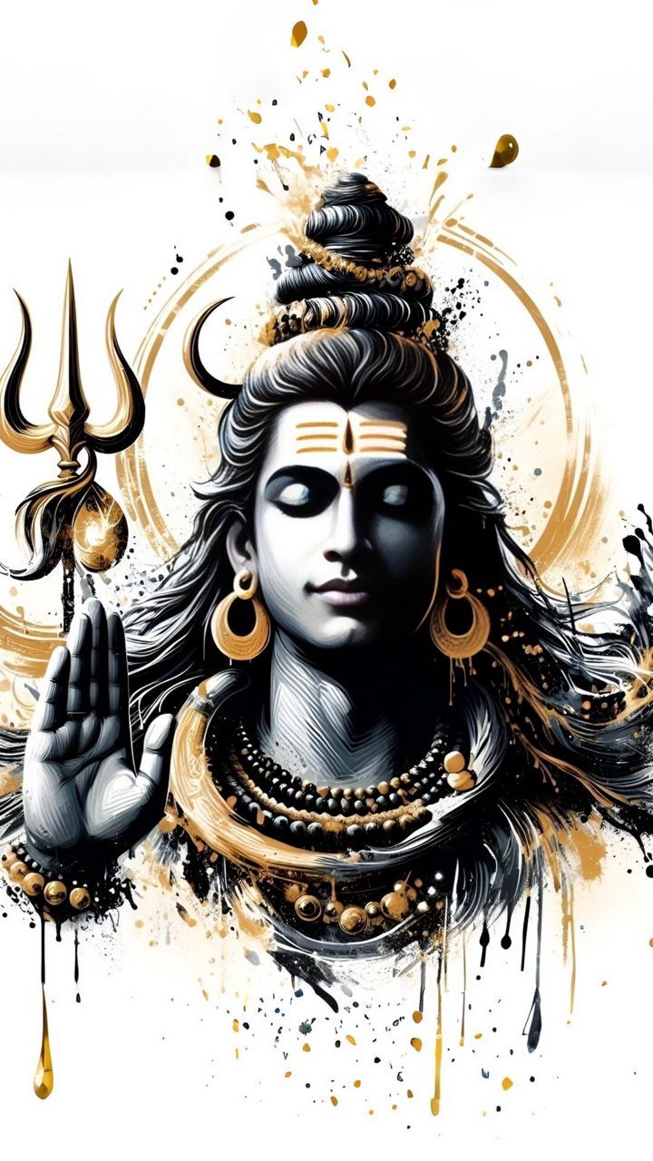 free wallpaper 4K shiva, god, hinduism, religion, black, gold, ai, art for mobile and desktop