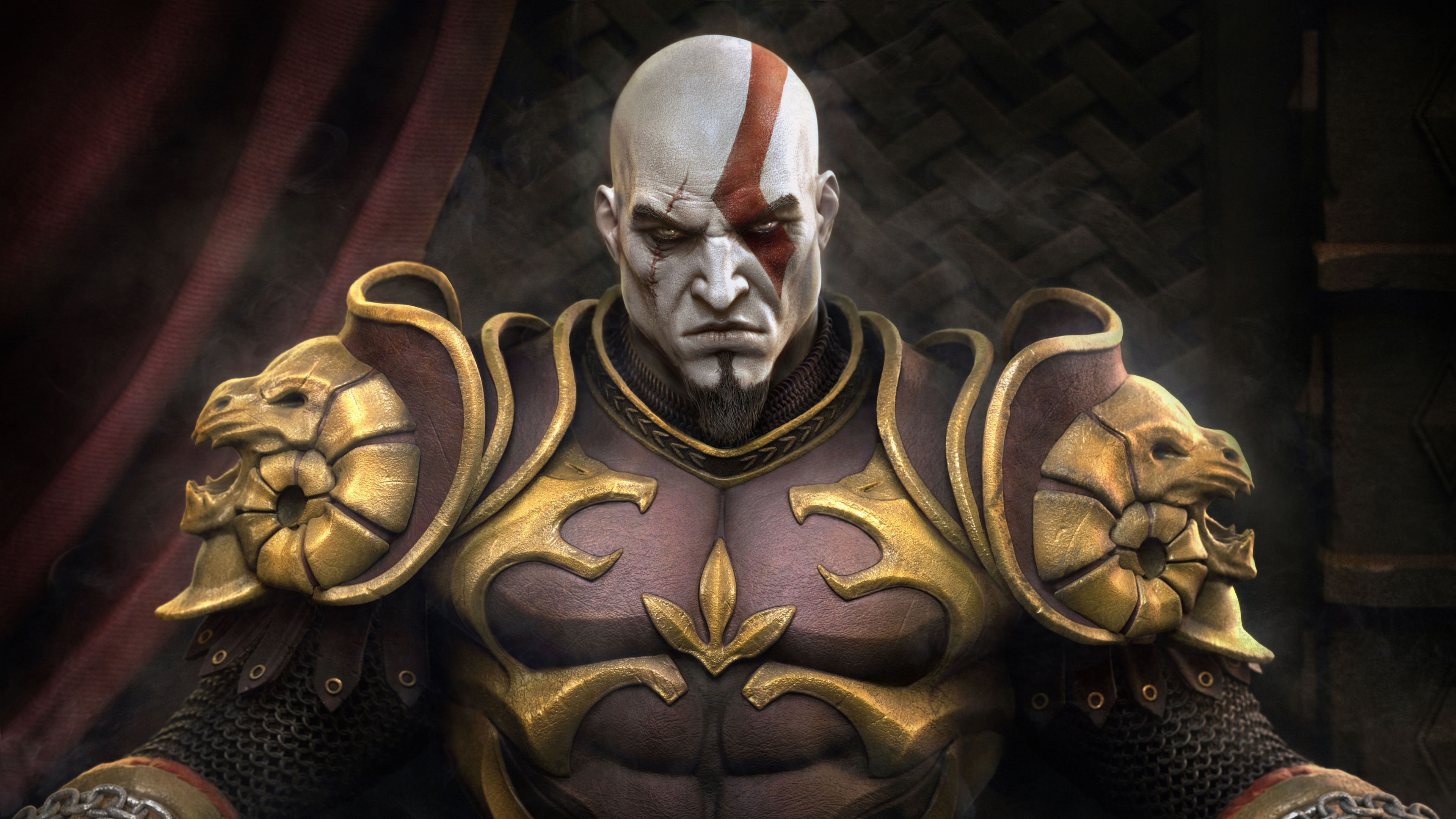 wallpaper 3840x2160 kratos, throne