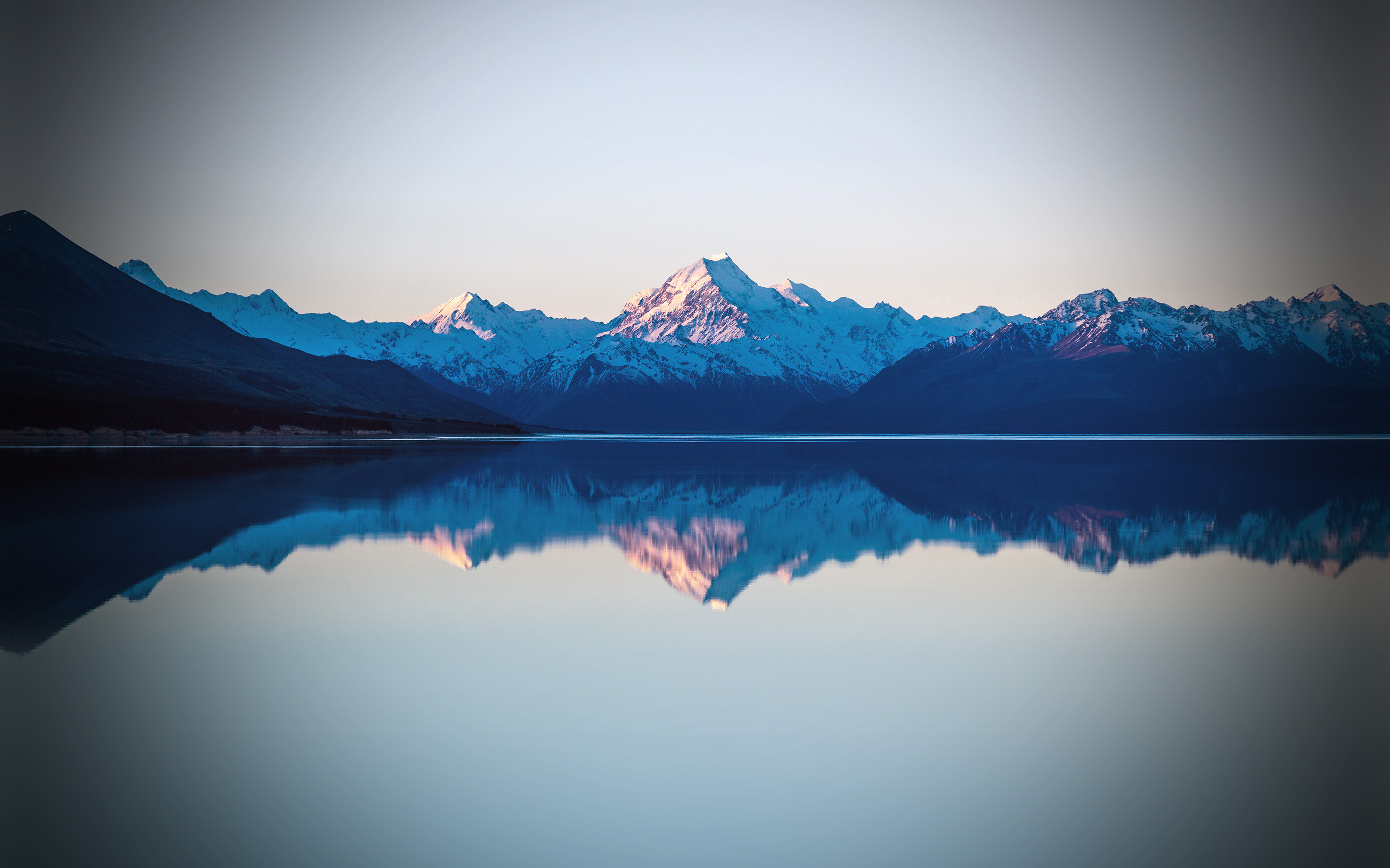 wallpaper for desktop, laptop. reflection lake blue mountain water river vignette