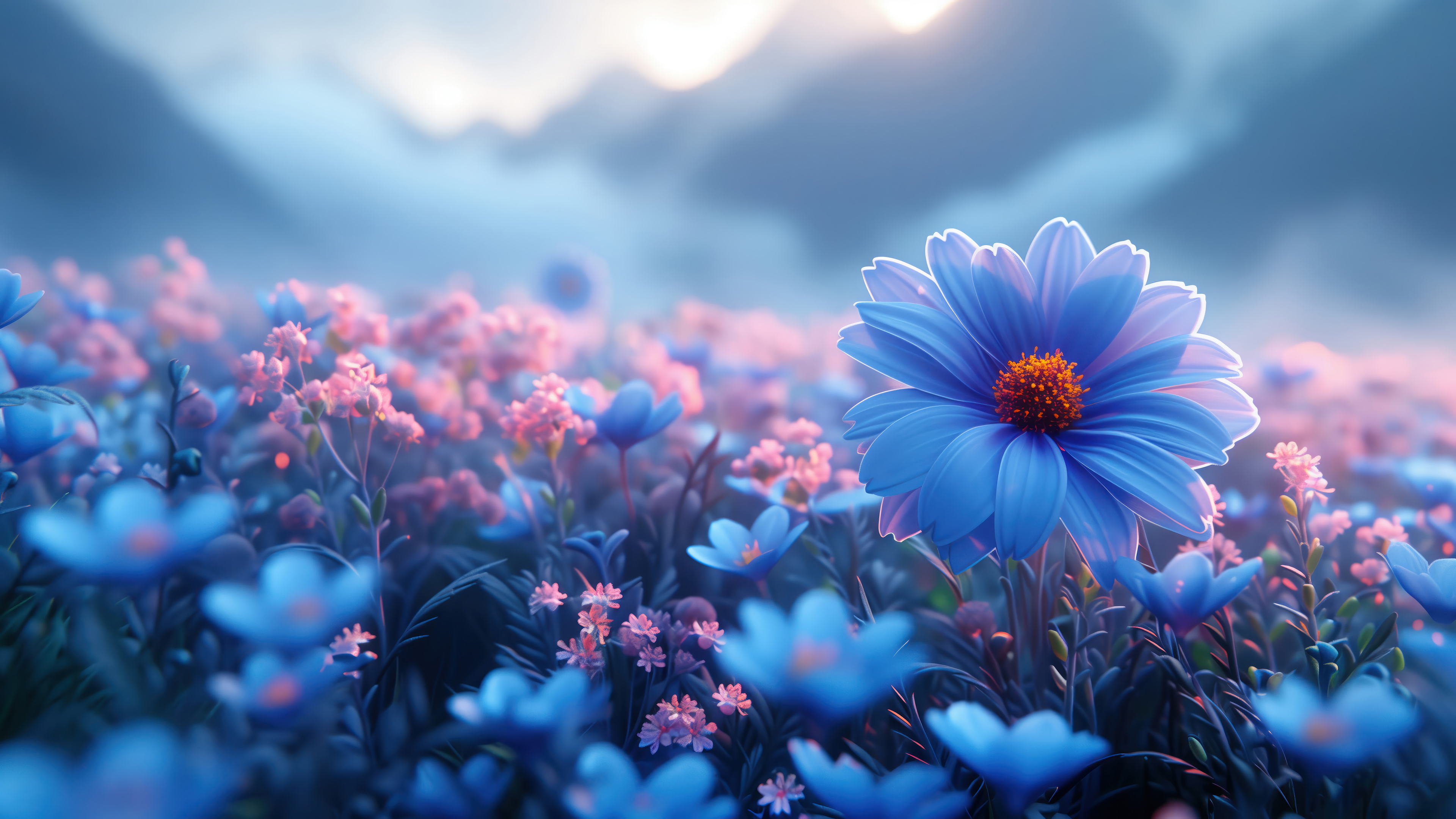 Blue Flower Field Wallpaper 4K HD PC a