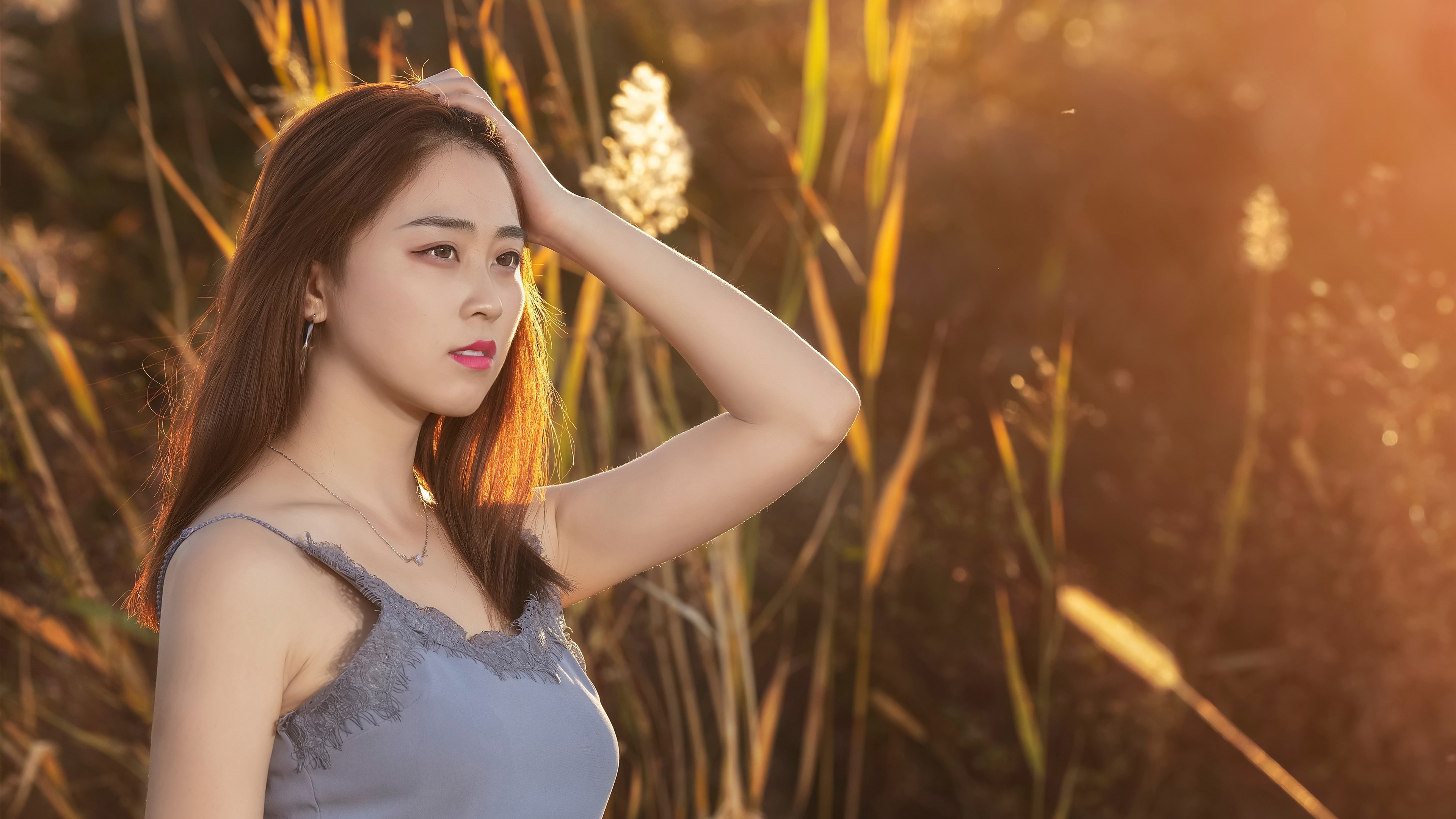 Wallpaper Chinese girl, long hair