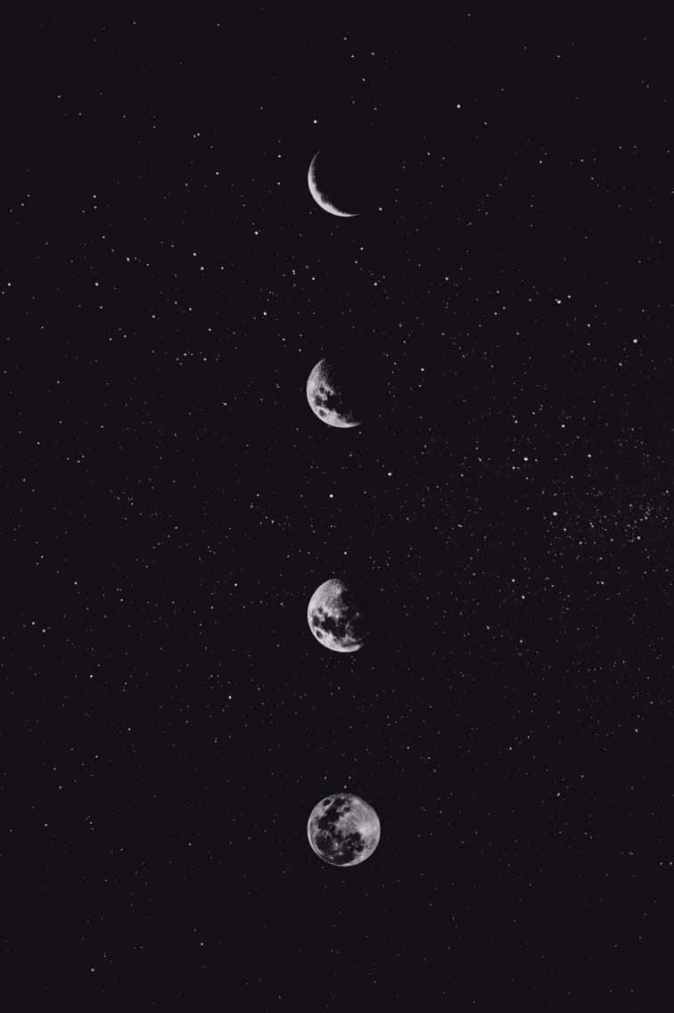 Black iPhone Moon Phases Wallpaper