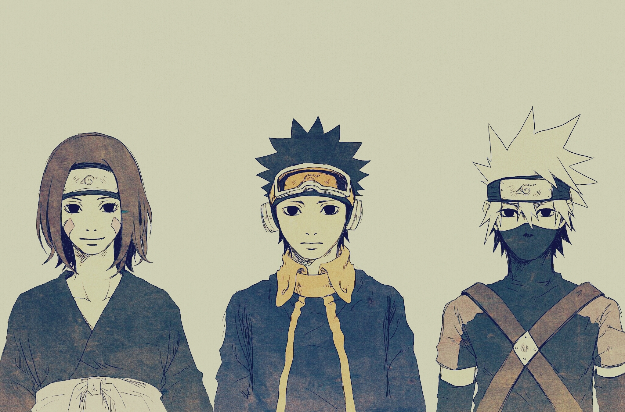 Wallpaper naruto, art, kakashi, rin