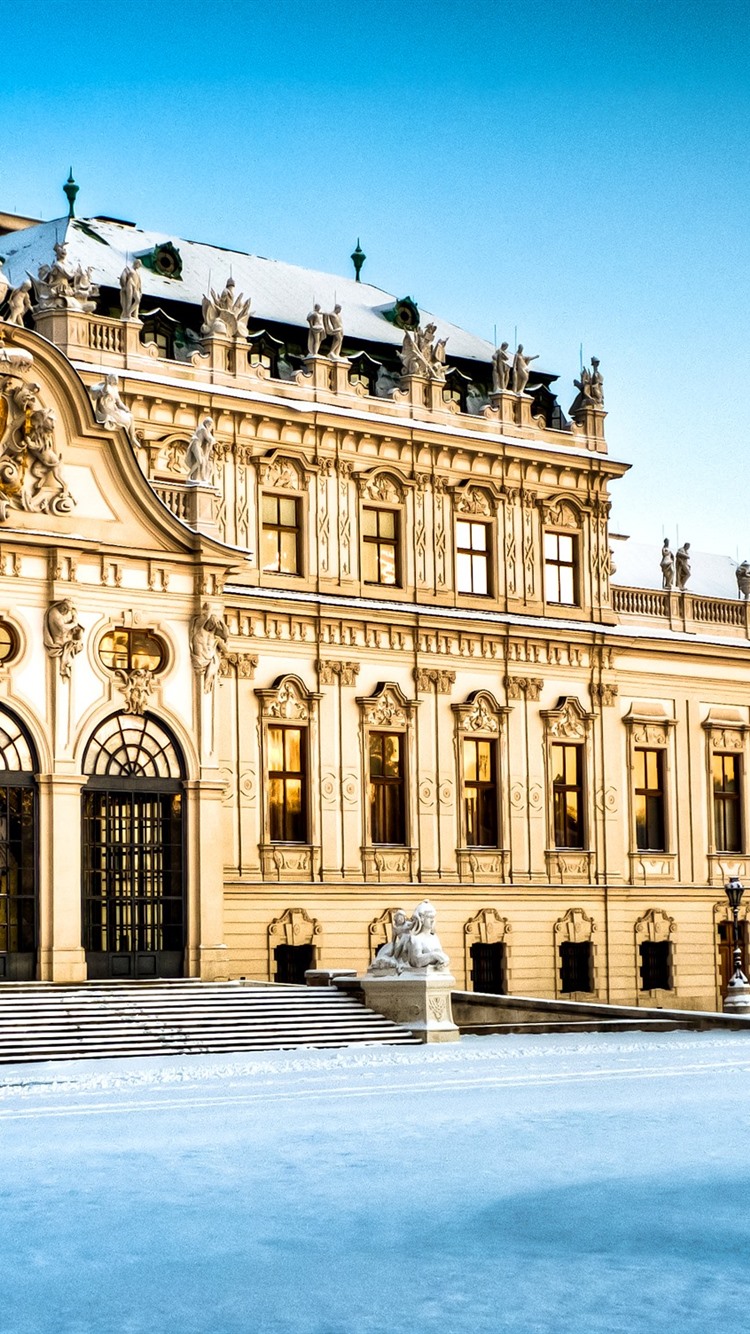 Vienna, Austria, Belvedere Palace, snow