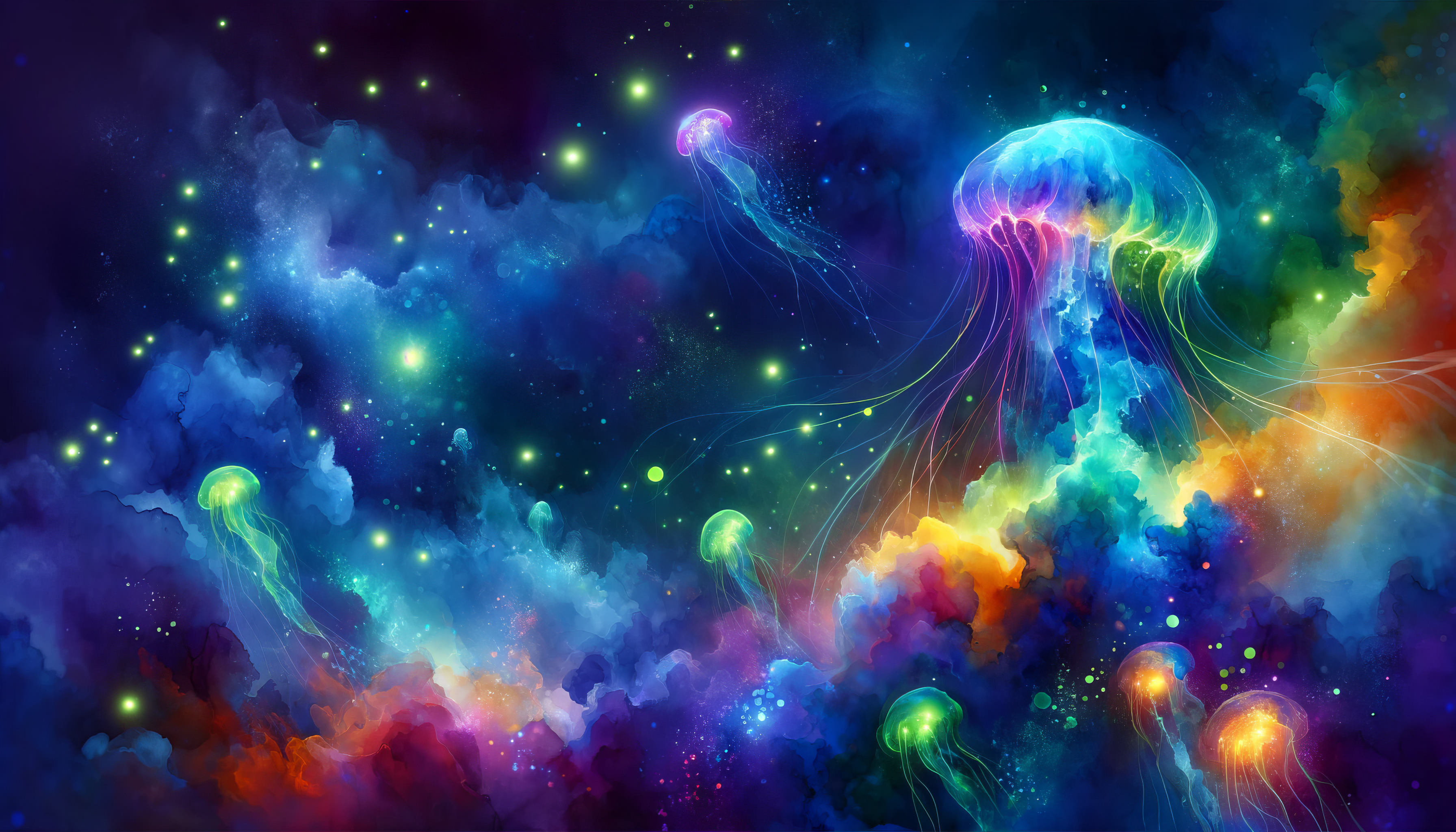 Bioluminescent Jellyfish HD Wallpaper