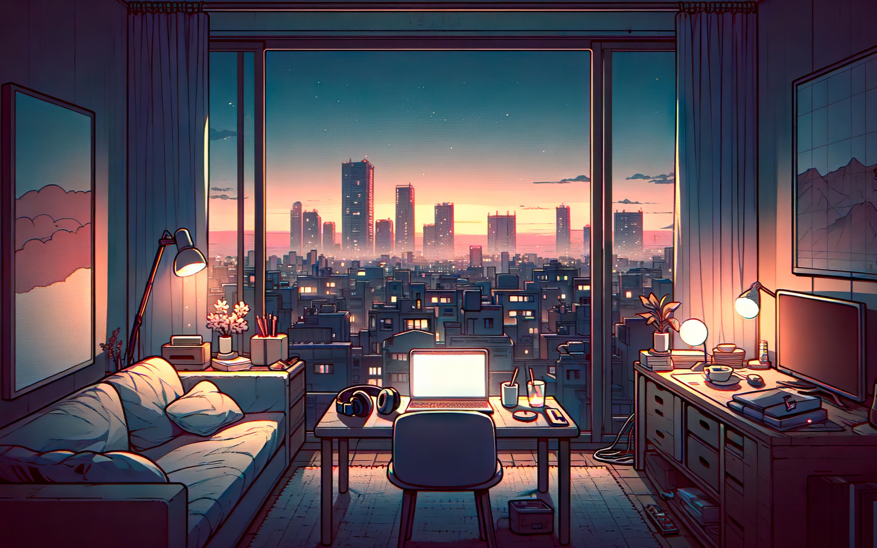 Lofi Wallpaper 4K, Room, Cityscape, Urban