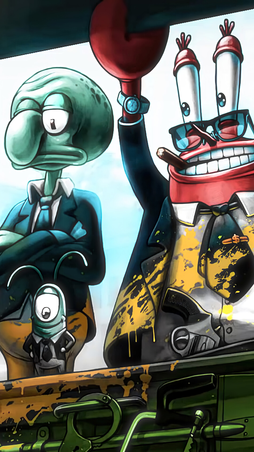 Squidward Plankton 4K Wallpaper iPhone