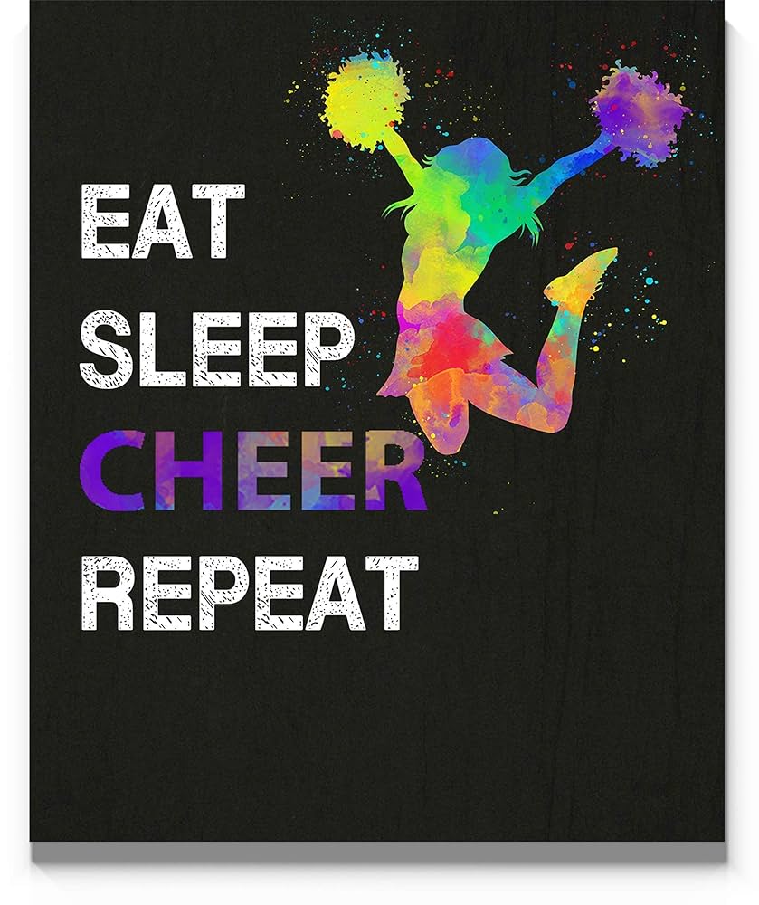 Eat Sleep Cheer Repeat Quote Wall Art