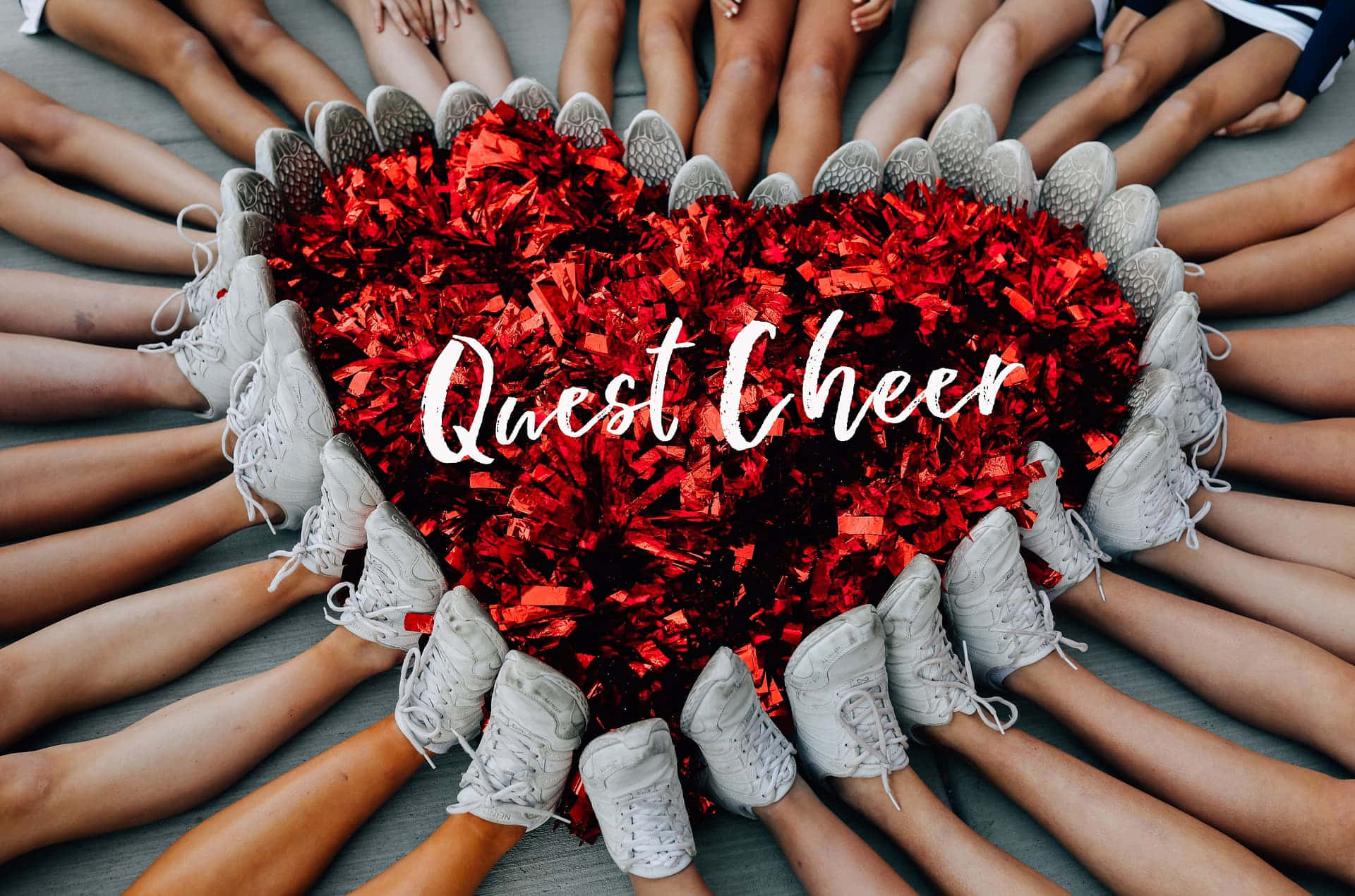Download Cheerleaders Heart Formation Pom Poms Wallpaper