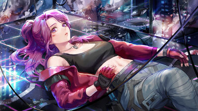 Cyberpunk Anime Girl Purple Hair