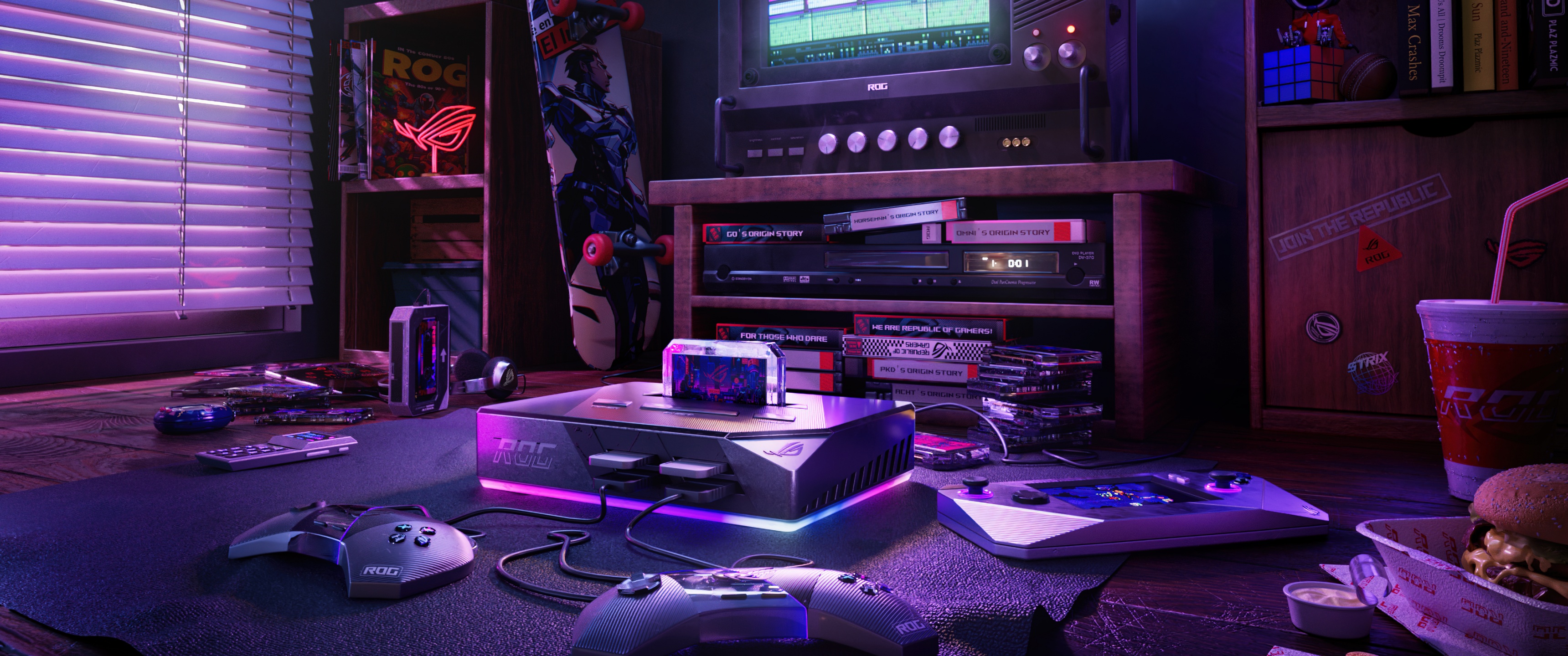 Retro Wallpaper 4K, Gaming room, Gaming