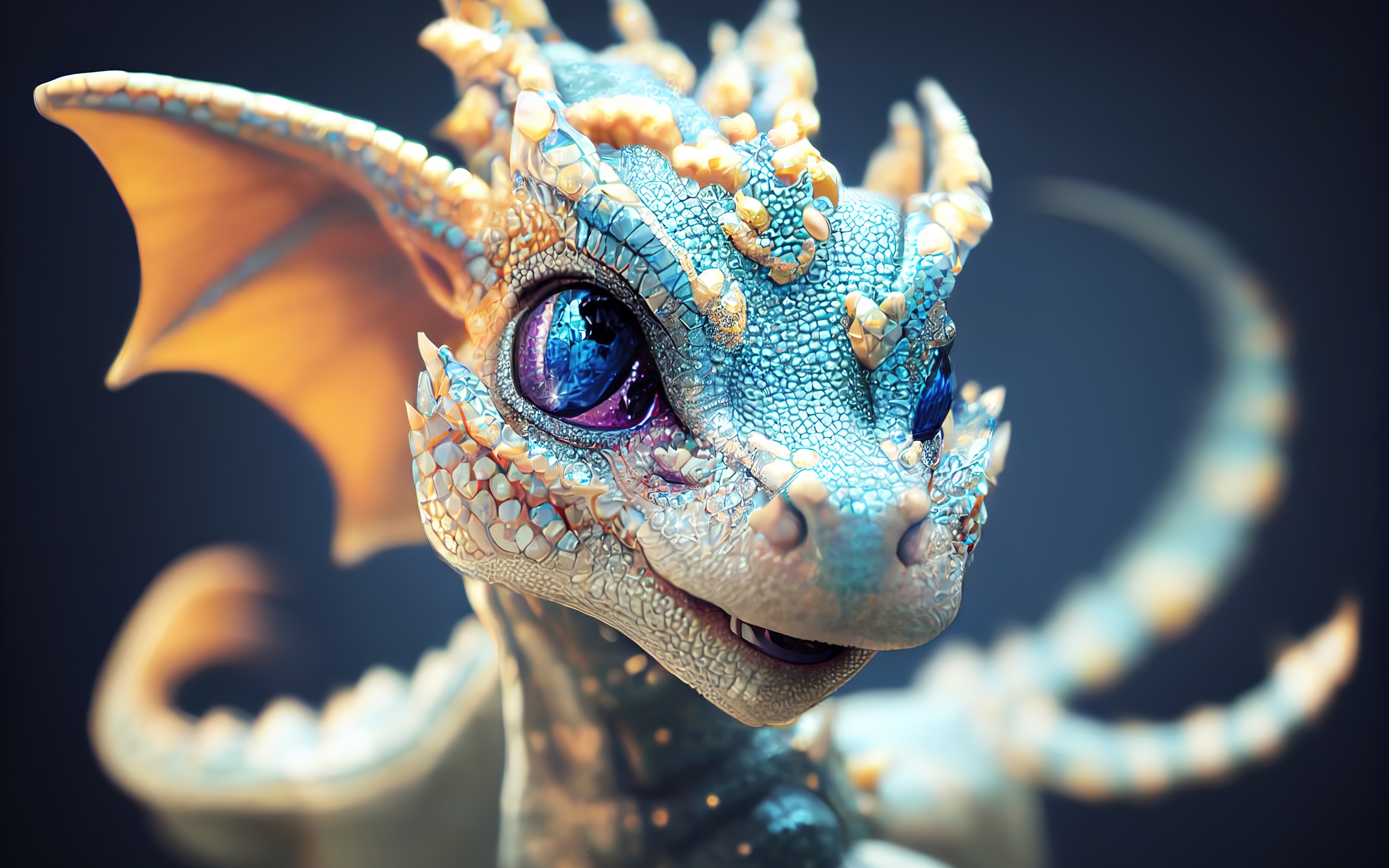 Cute dragon Wallpaper 4K, Midjourney