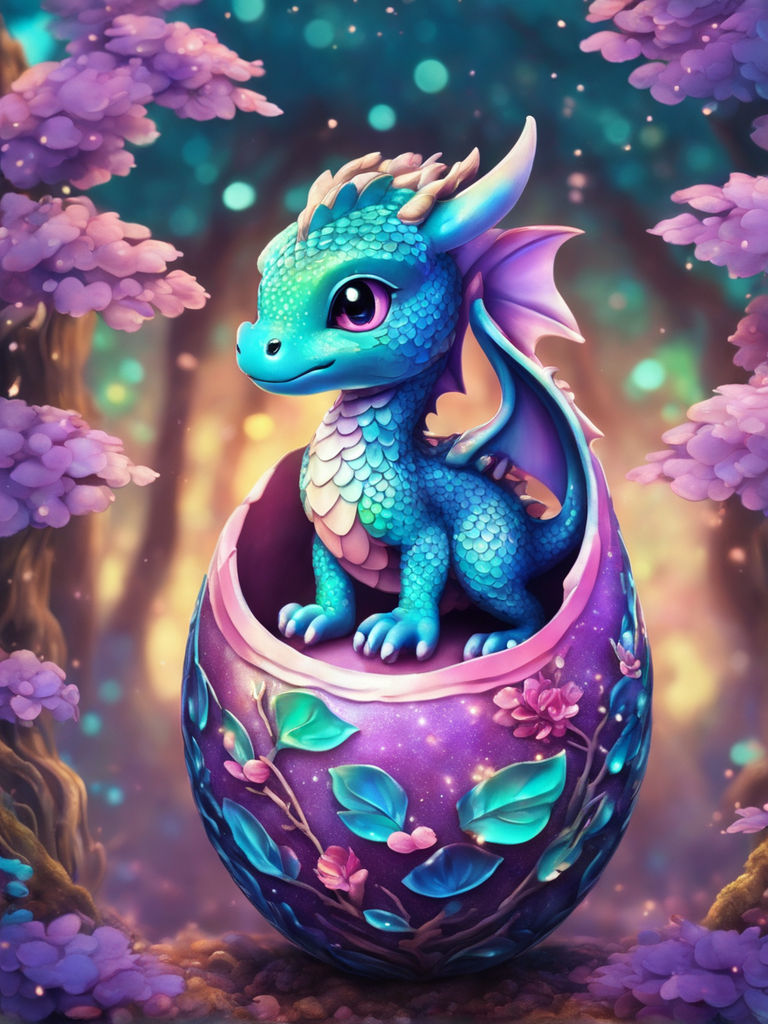 Cute little dragon with gradient color