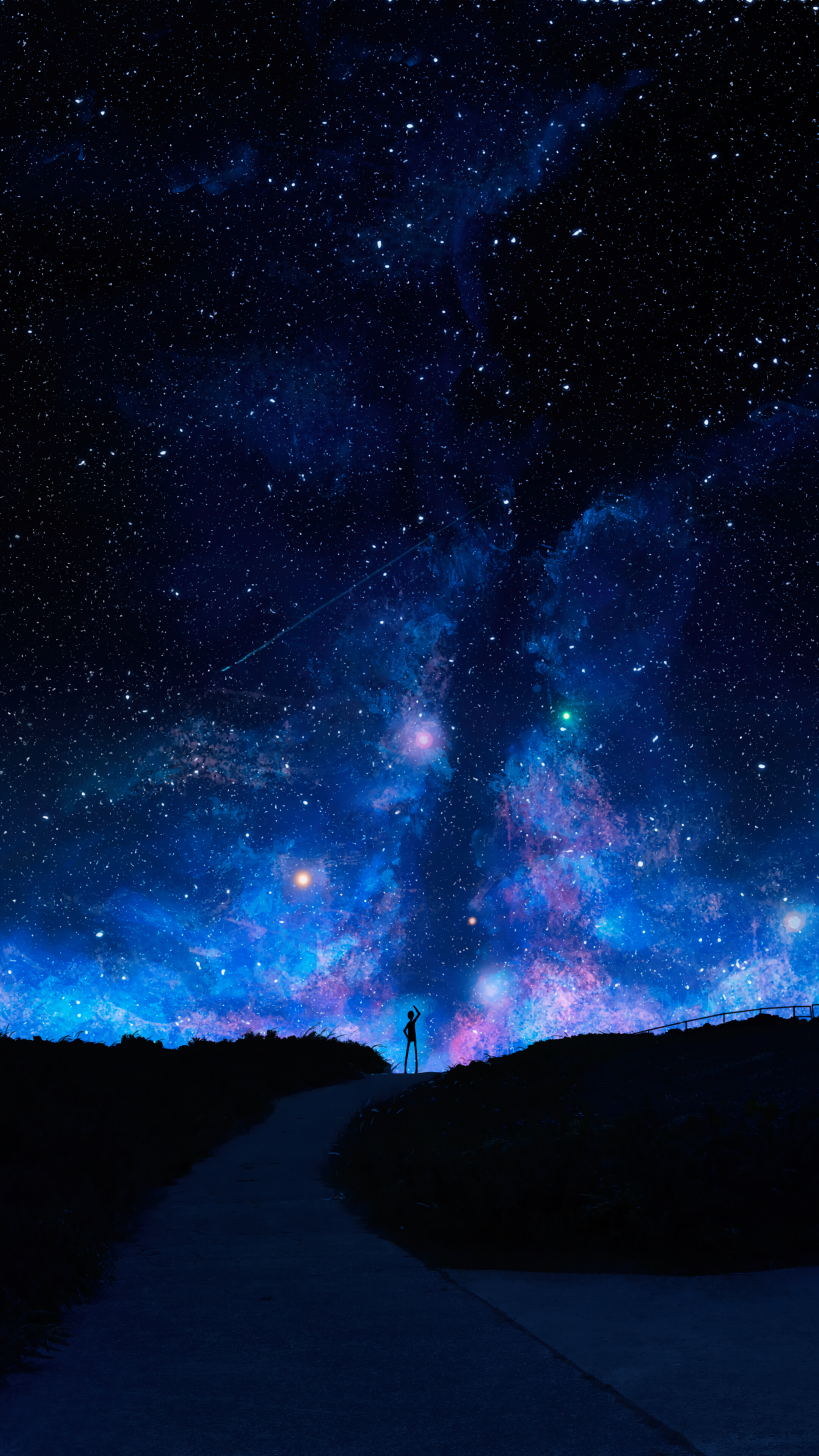 Night Sky Stars Scenery Art 4K