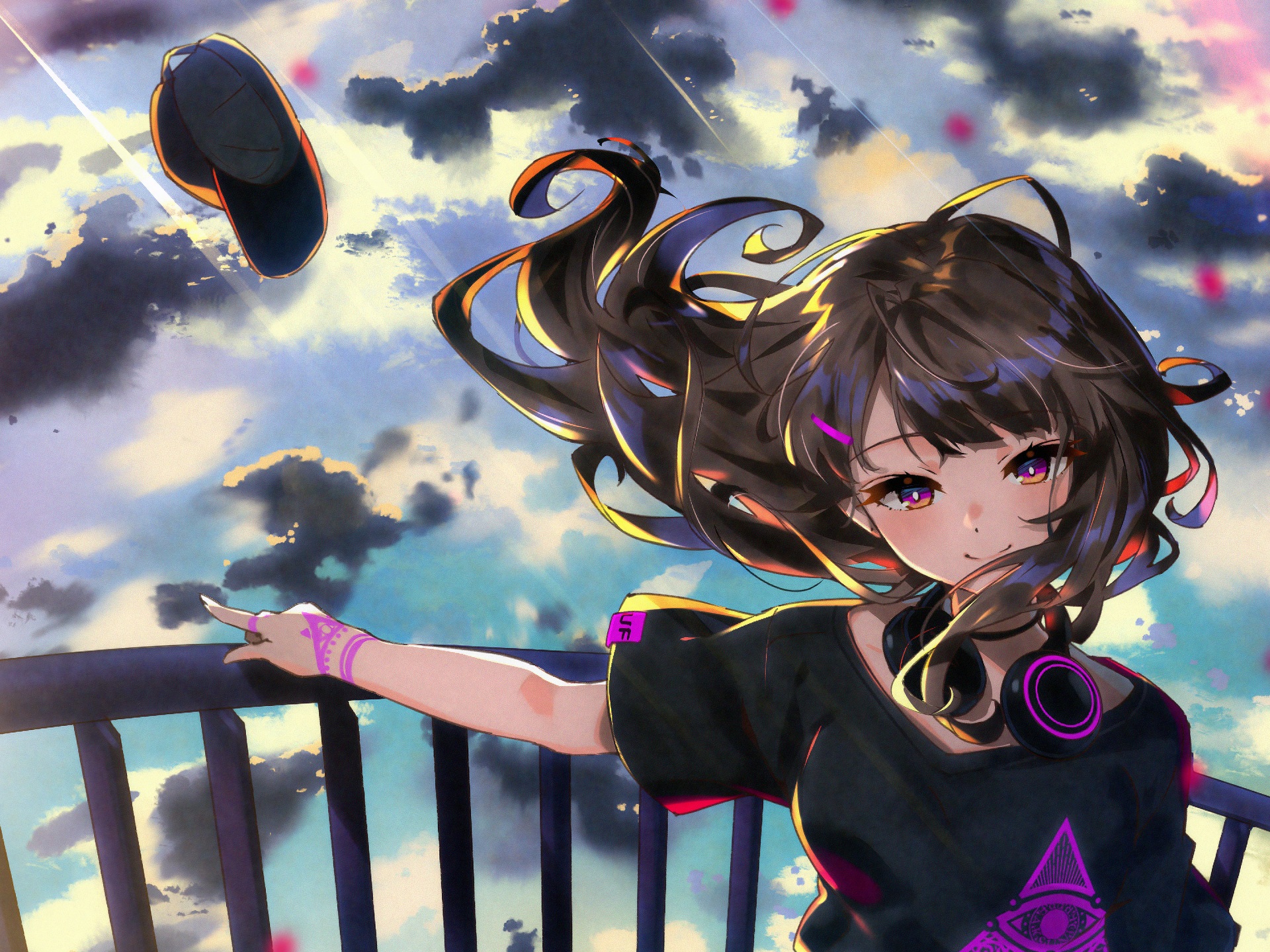 Anime Girl Standing At Height 4k