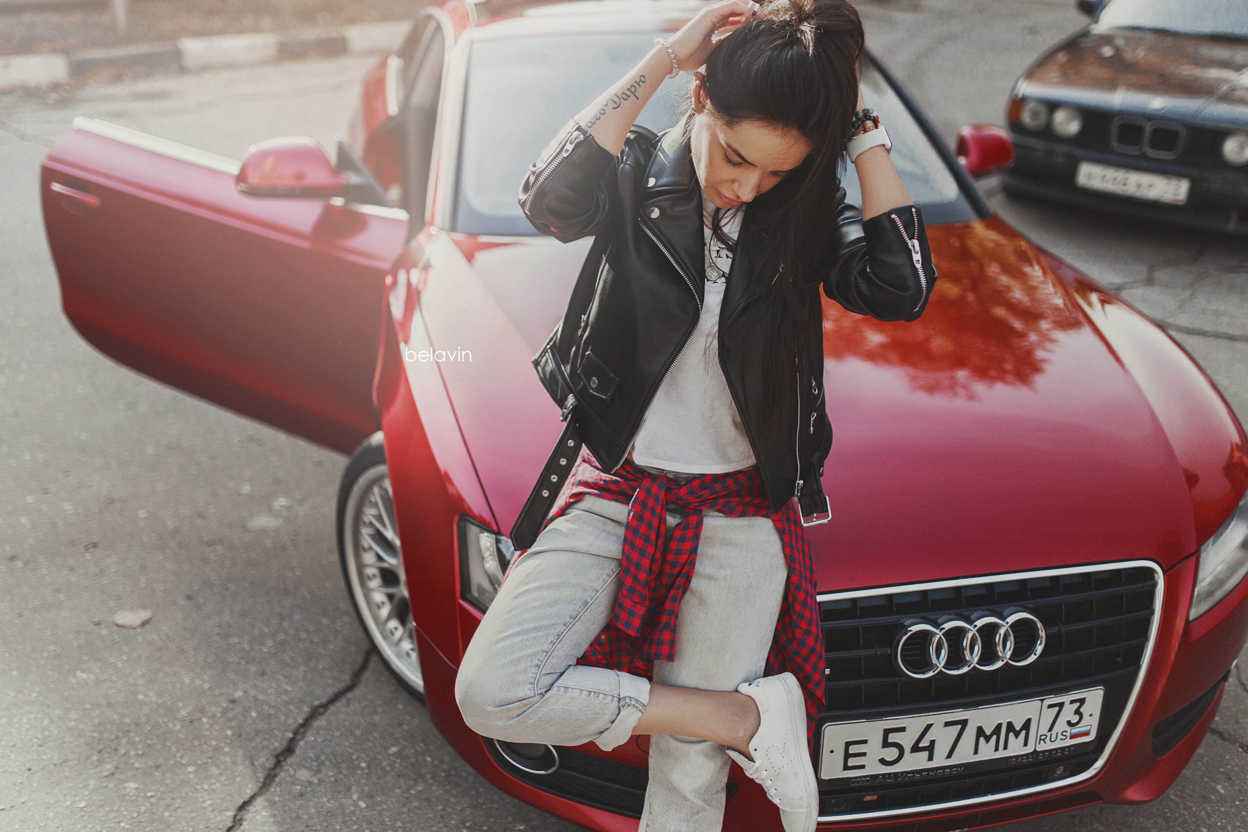 Audi Woman Girls & Cars HD Wallpaper