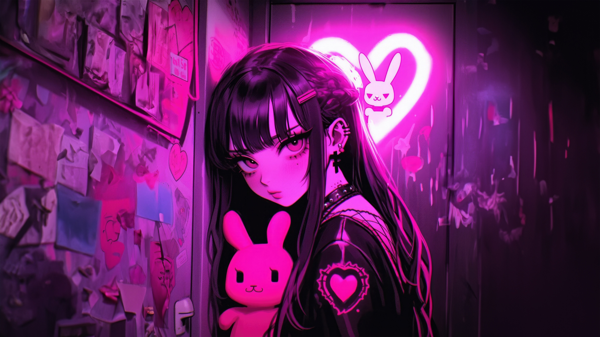 Kawaii Neon Anime Girl Laptop