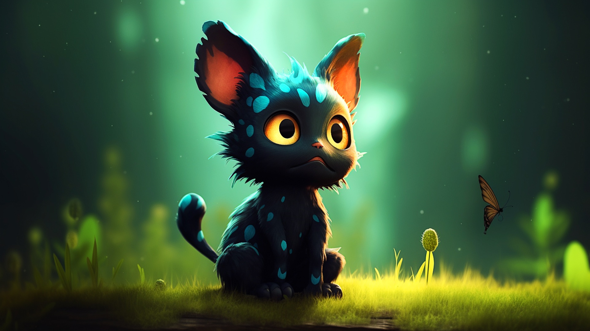 Wallpaper grass, animals, butterfly