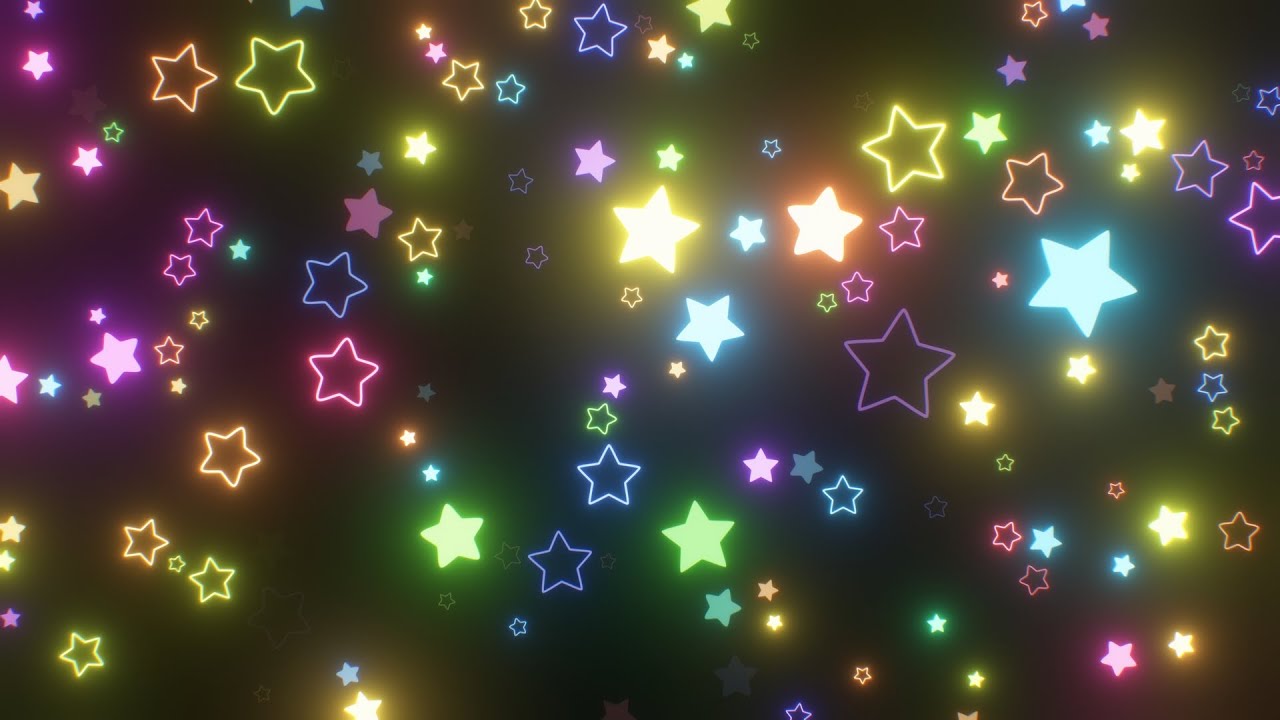 Abstract Rainbow Star Shapes Flashing