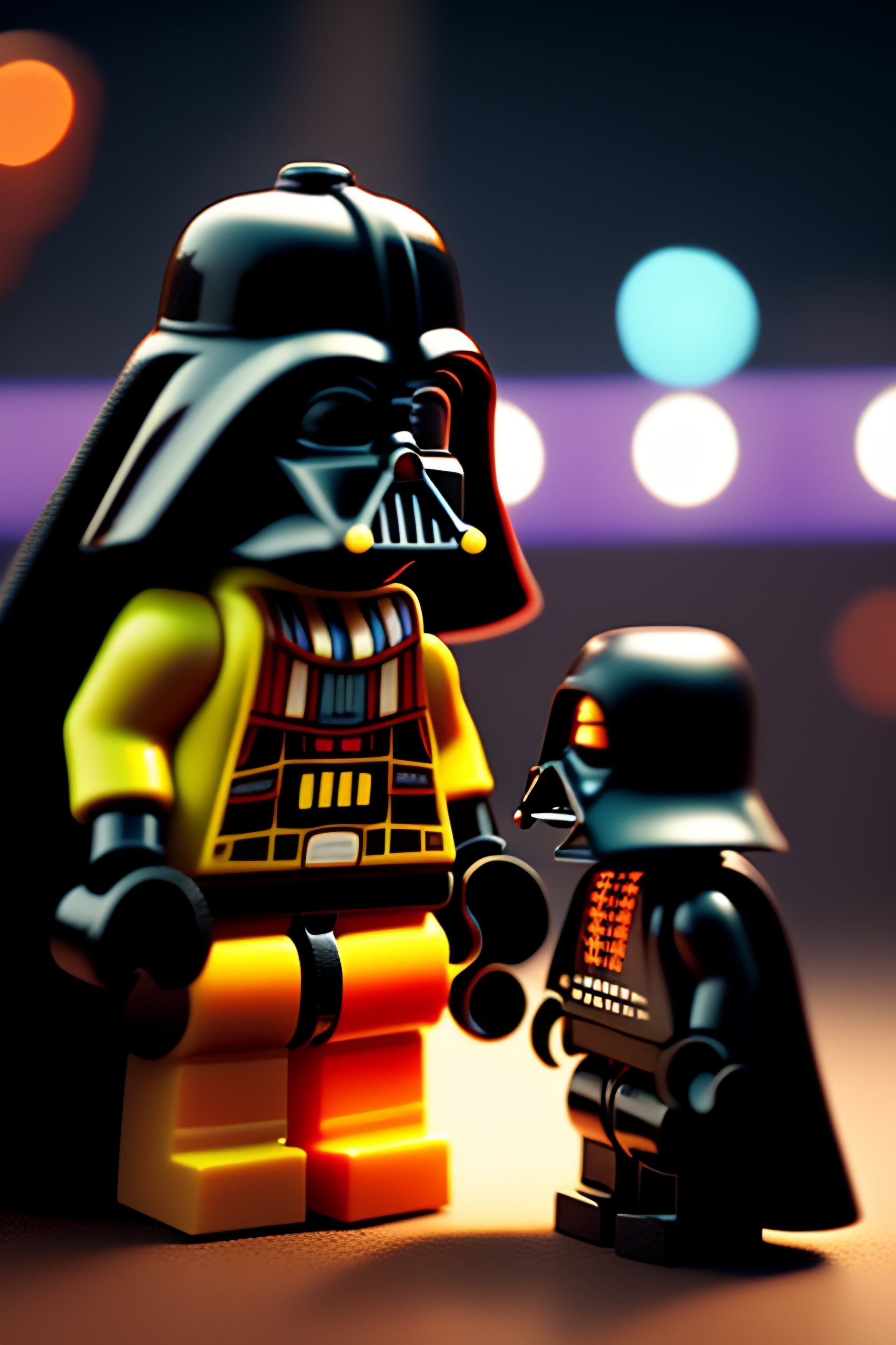 Lego darth vader with lego yoda in
