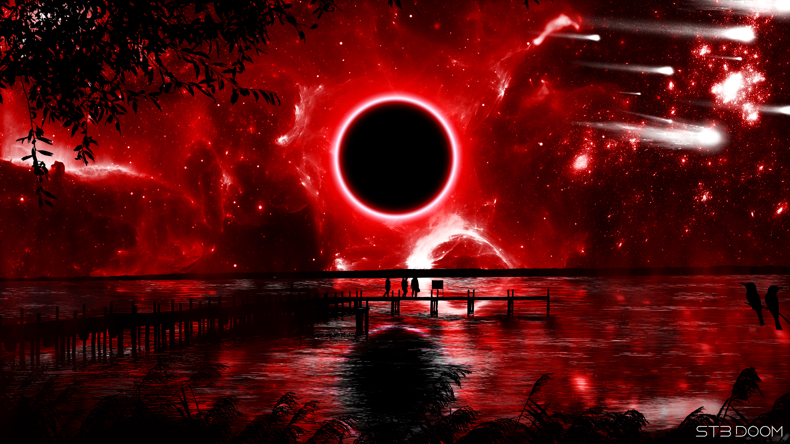 Red Eclipse Digital Art Wallpaper, HD