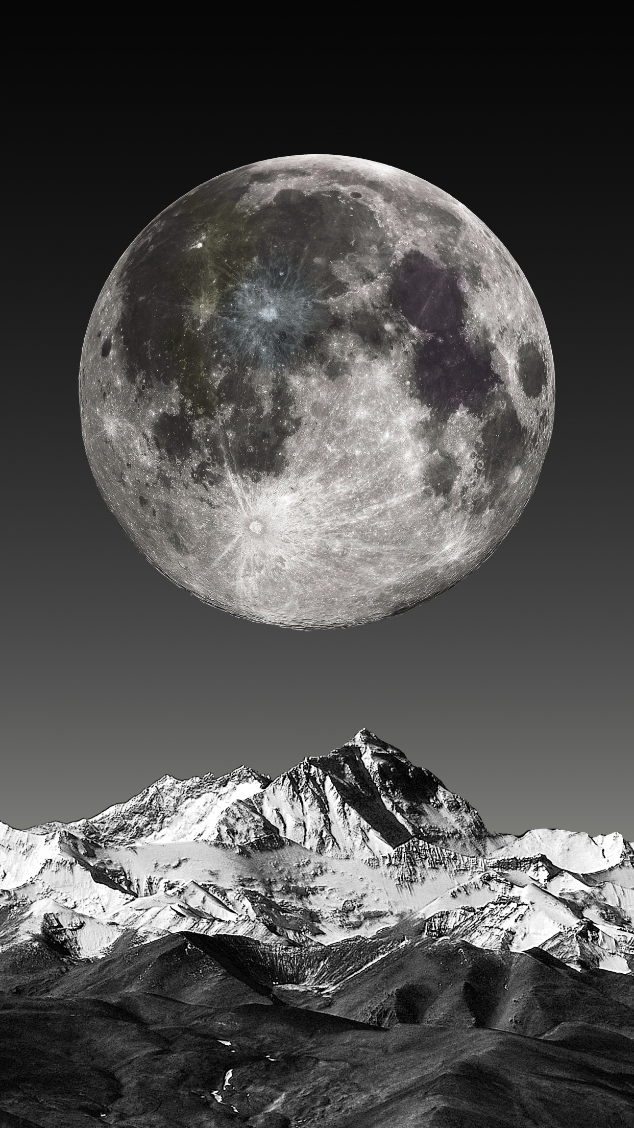 Moon Wallpaper 4K, 5K, Mountains