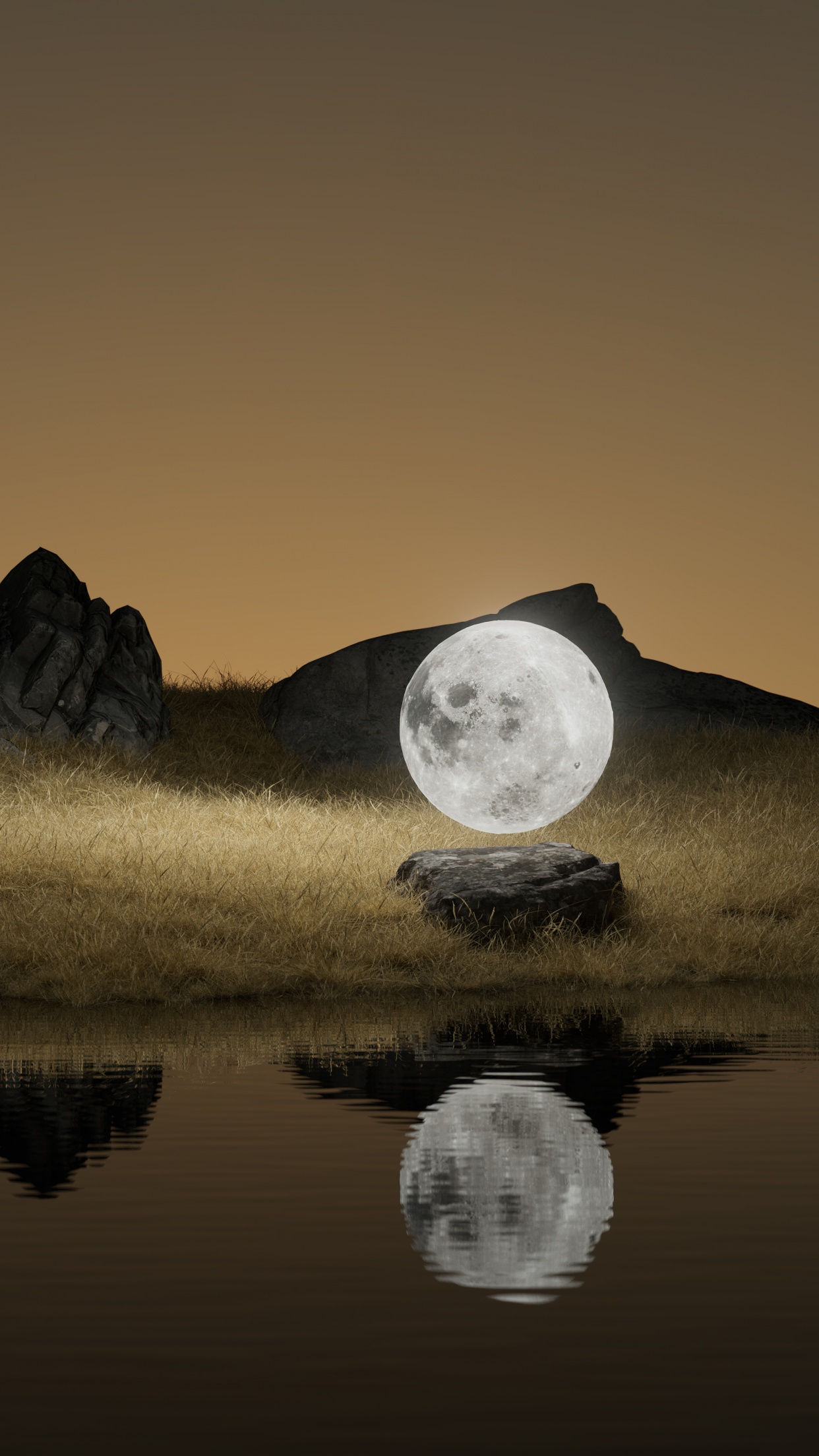 Full moon Wallpaper 4K, Landscape