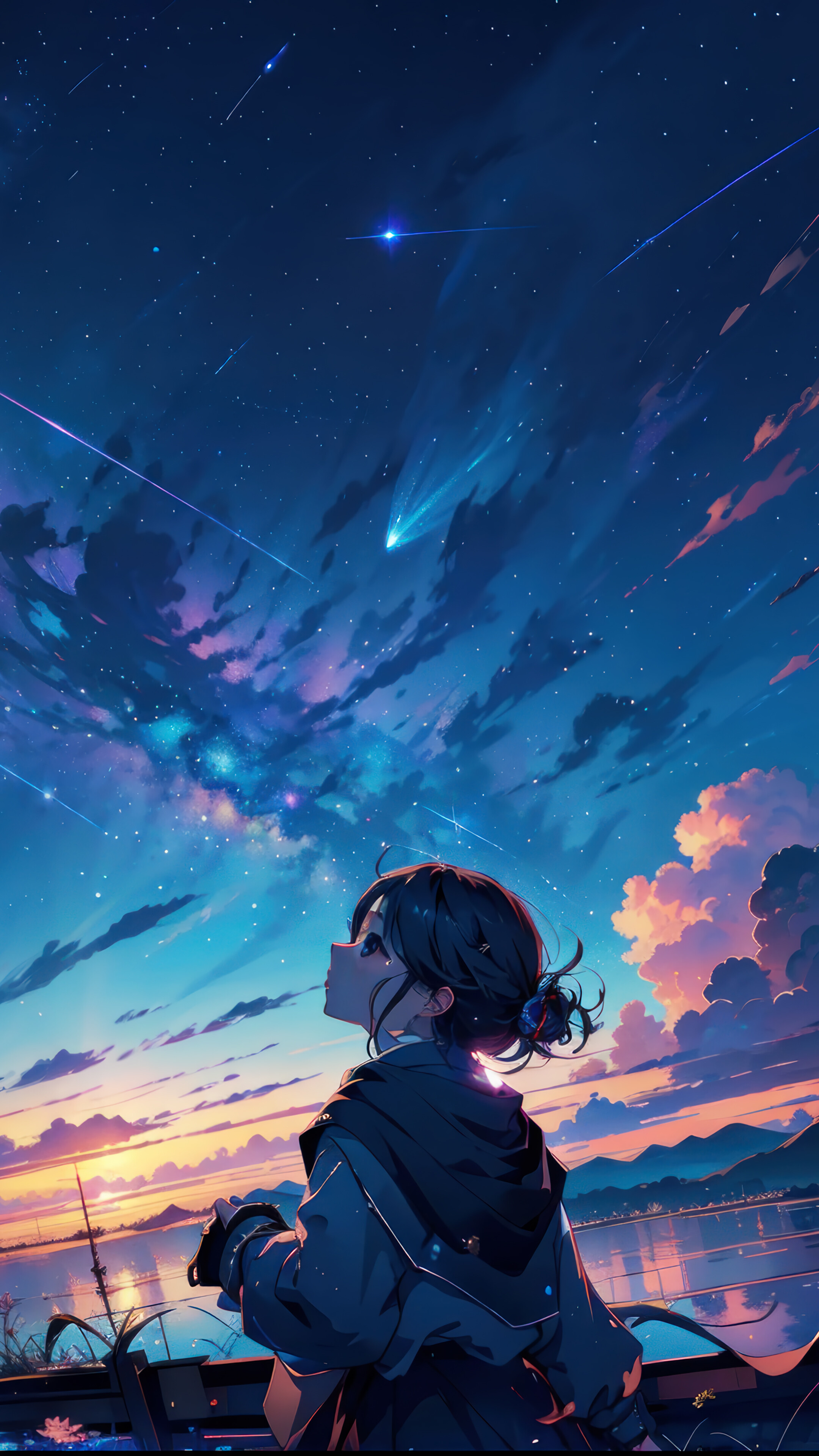 Anime Girl Sky Sunset 4K Wallpaper