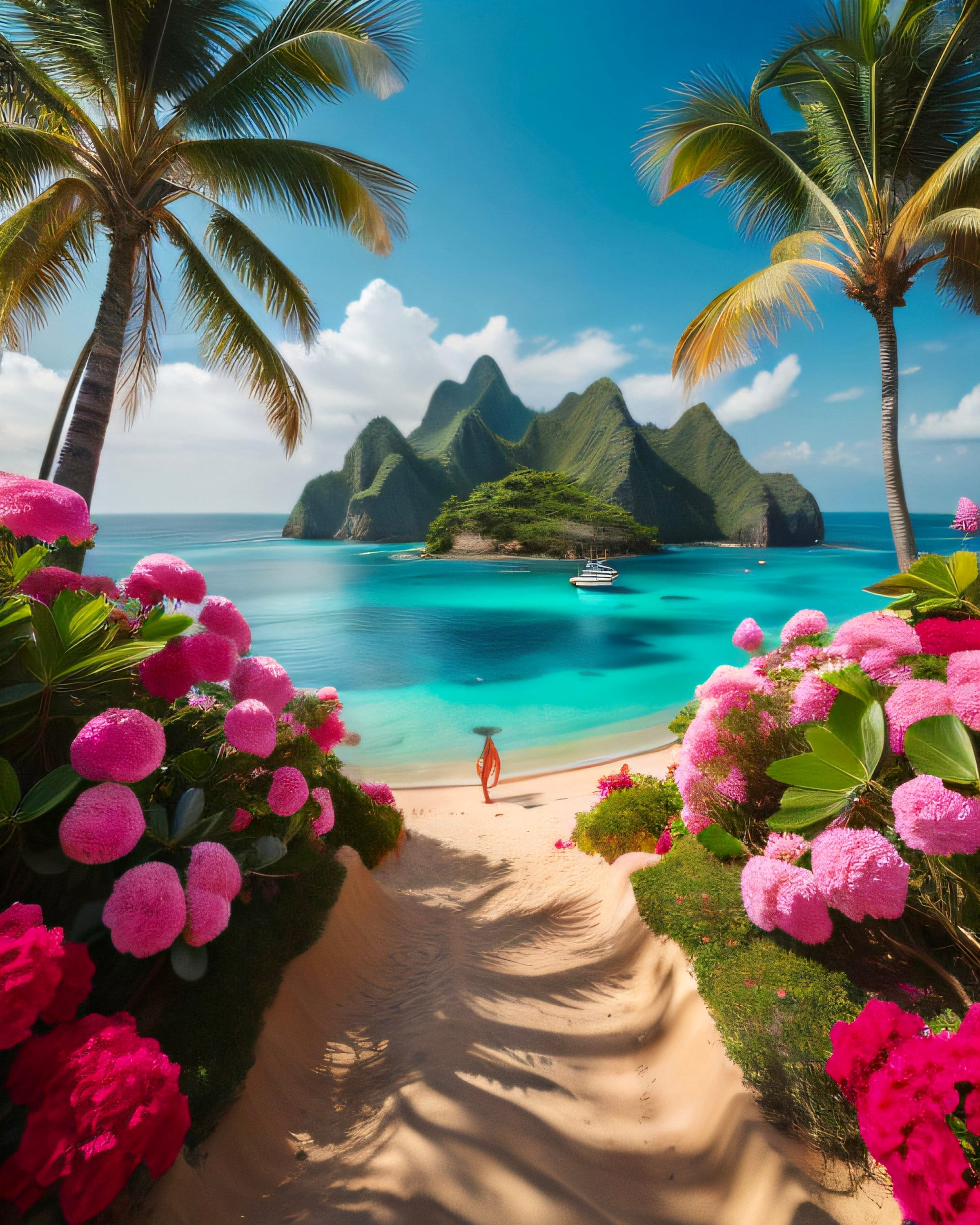 Colorful Tropical Beach, 8k Background