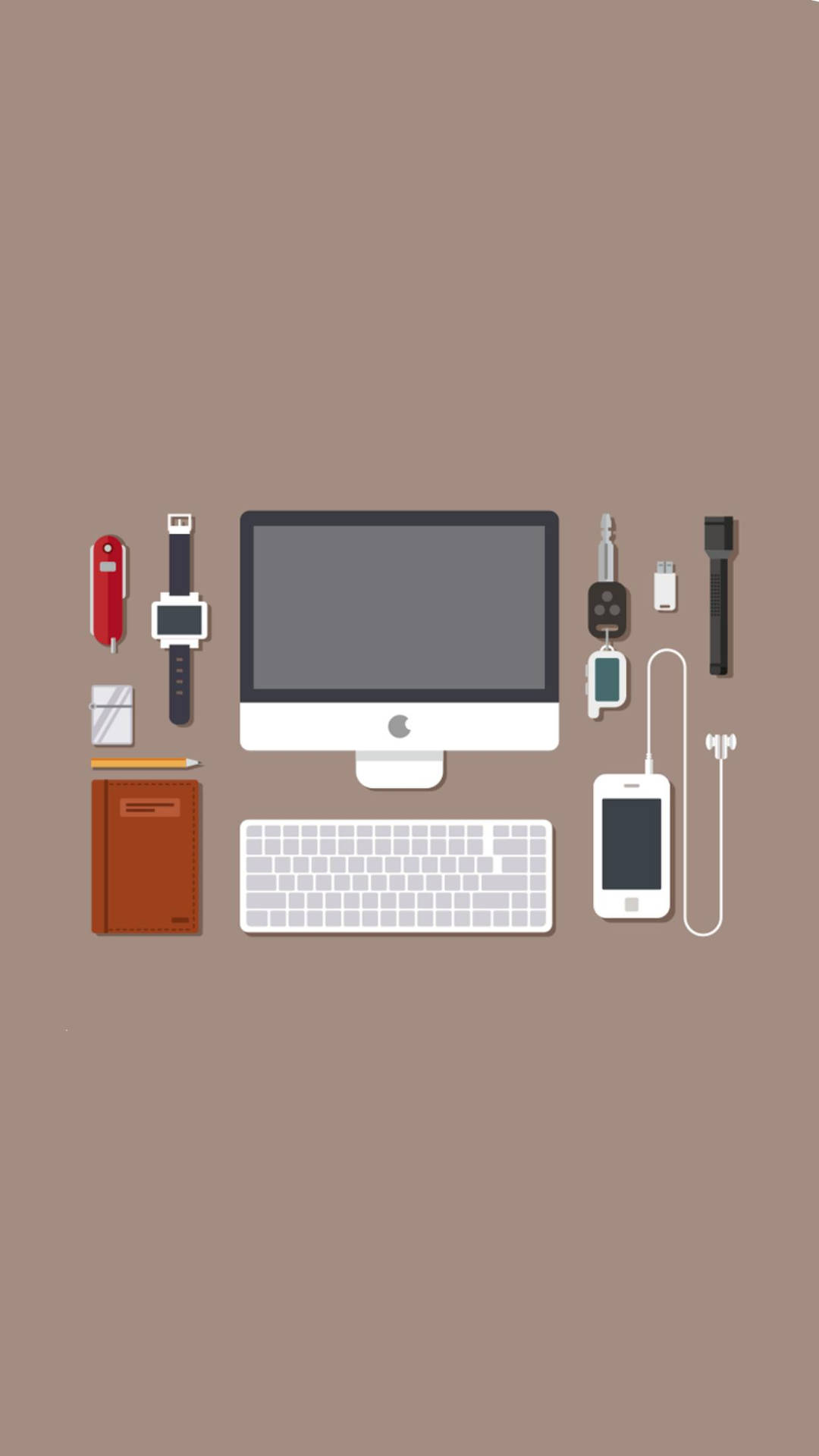 Download Office Desk Essentials Minimalist iPhone Wallpaper