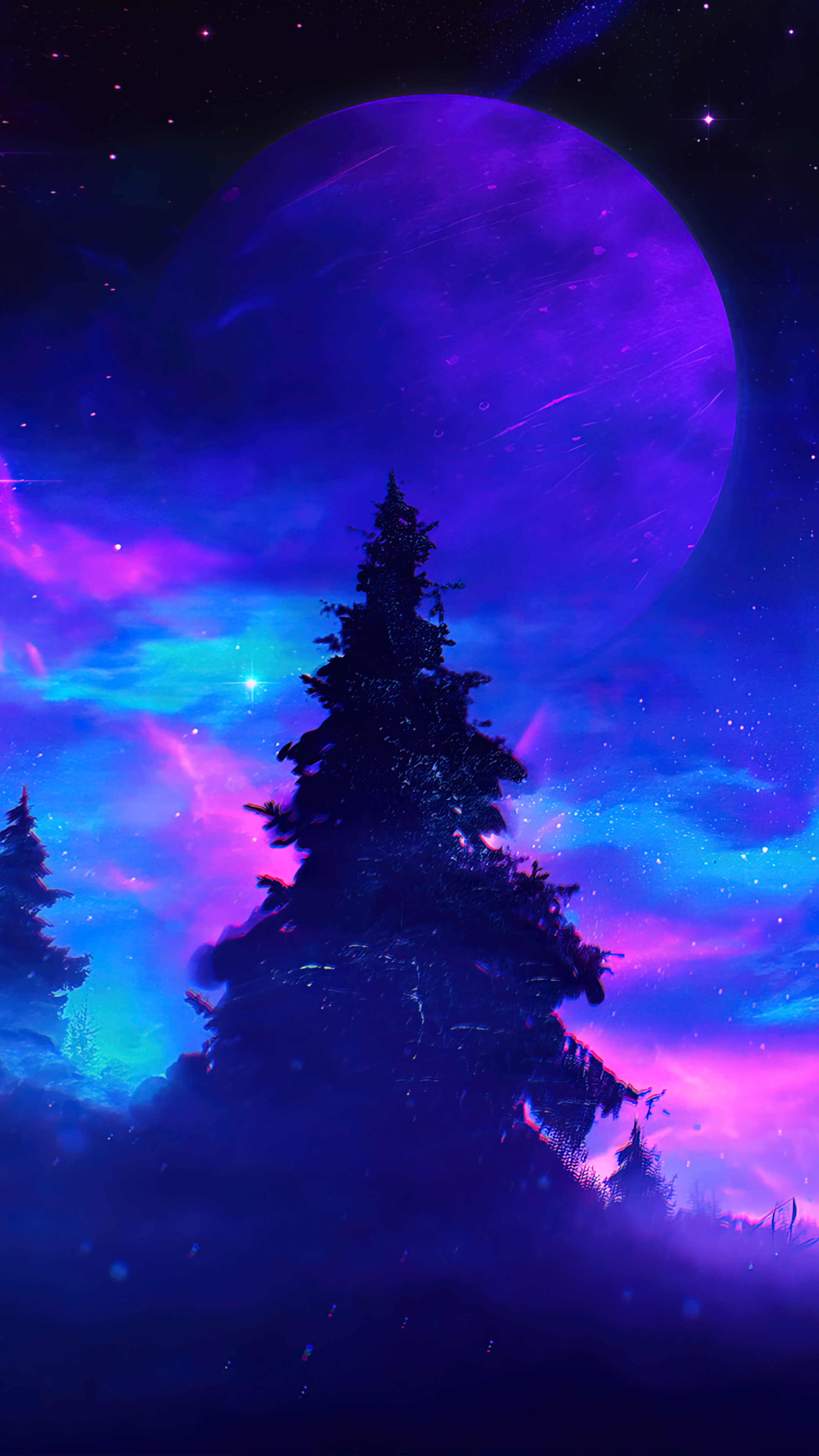 Night Sky Scenery Anime Digital Art