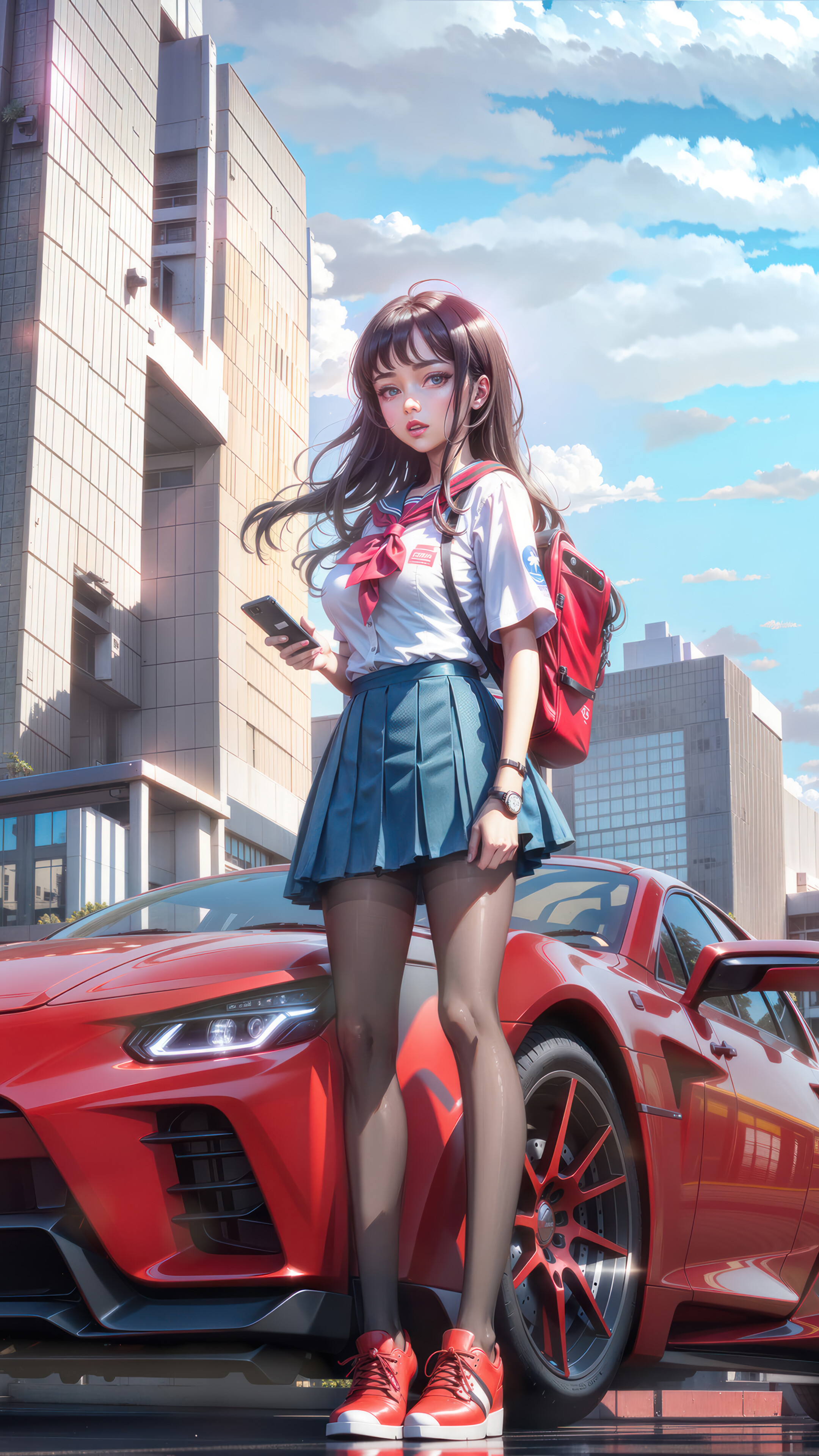 Anime Girl Car 4K Wallpaper iPhone HD