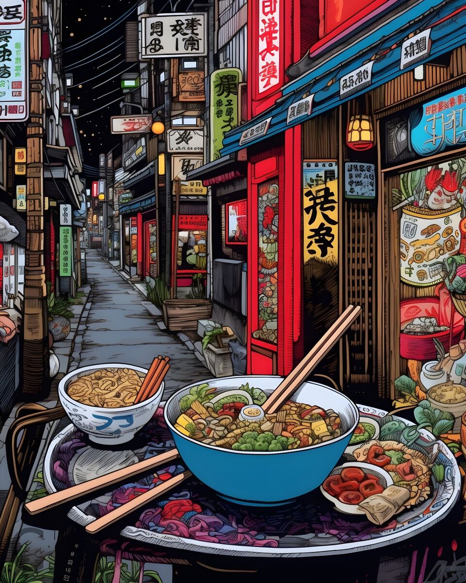 Ginza Street Noodle Shop Poster