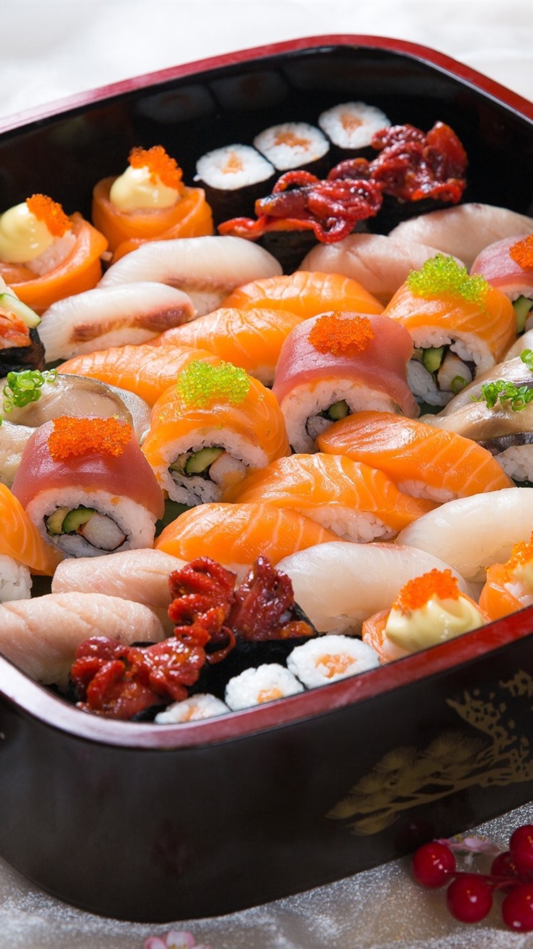 Wallpaper Sushi, caviar, rolls