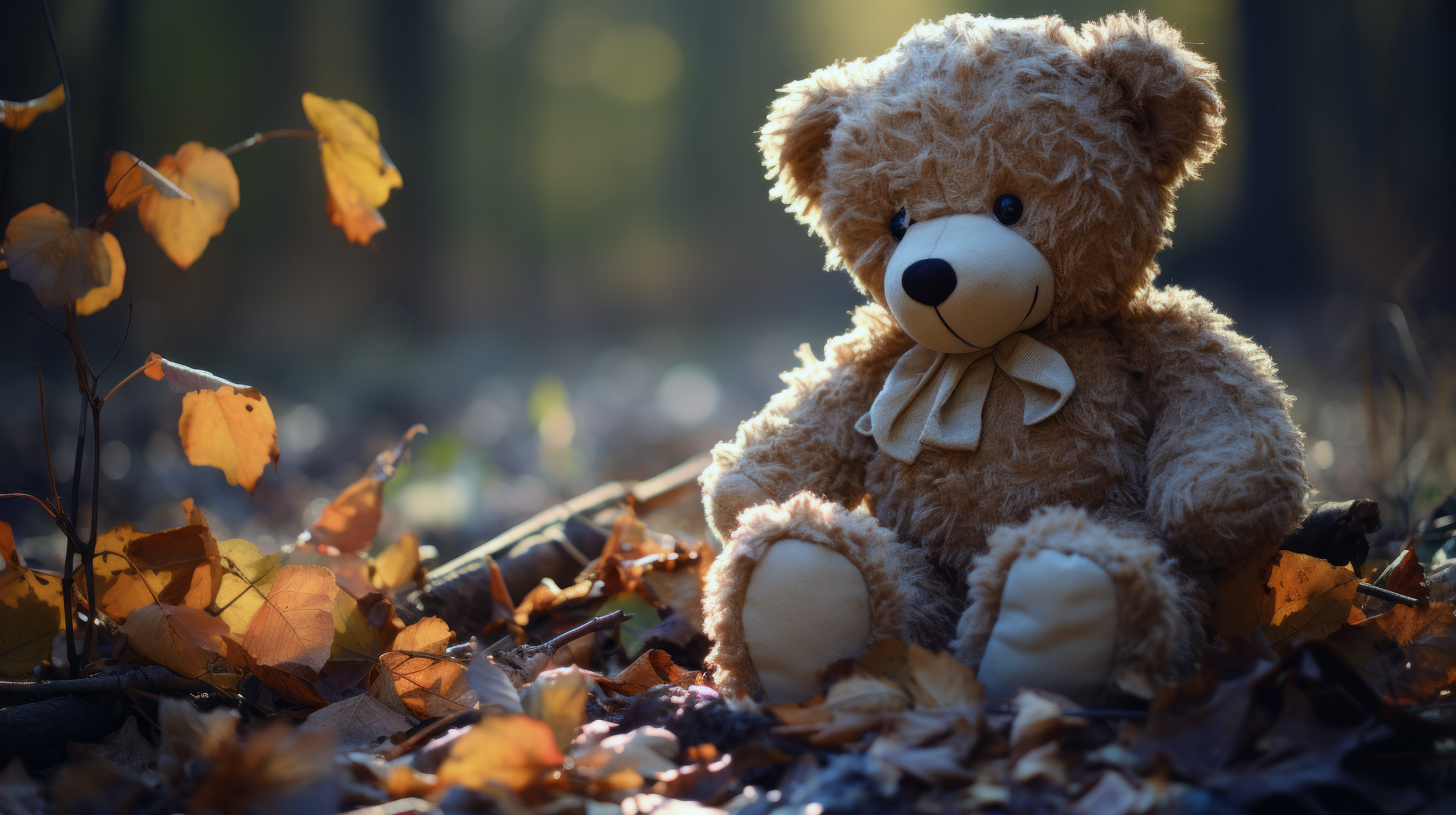 Teddy Bear Autumn Bliss HD Wallpaper