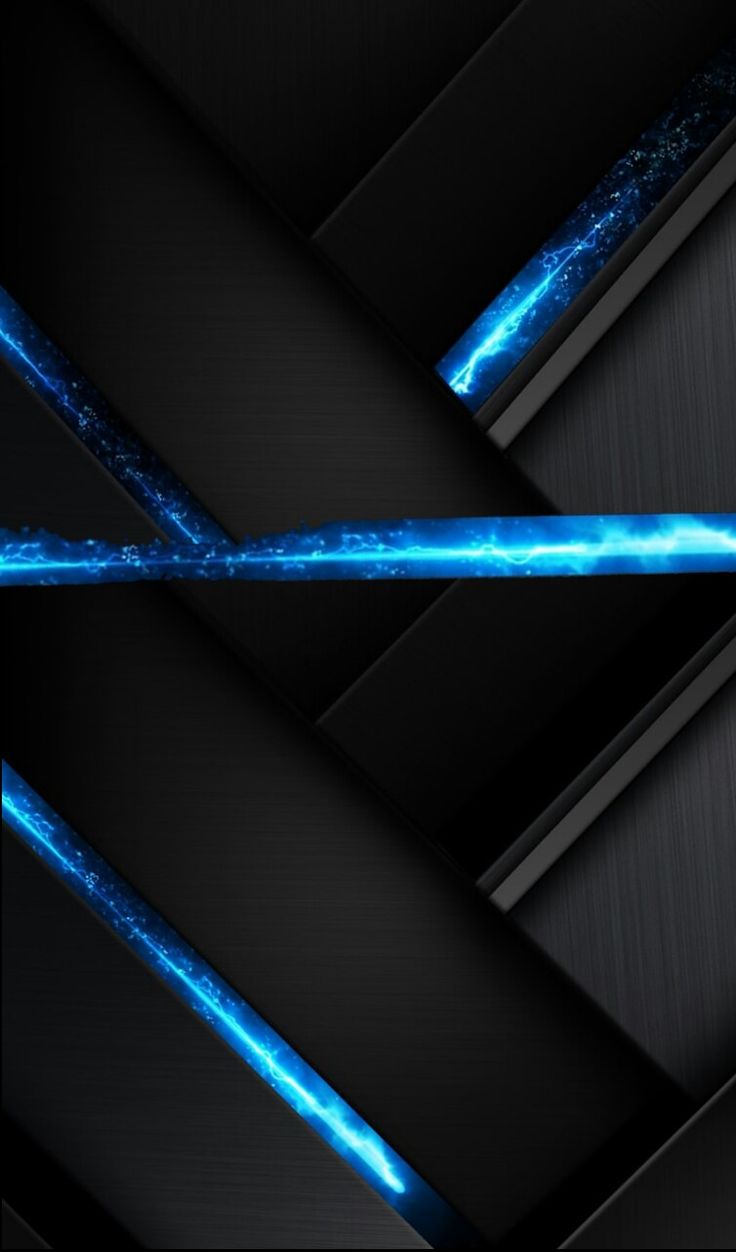 Black with Neon Blue Geometric Wallpaper