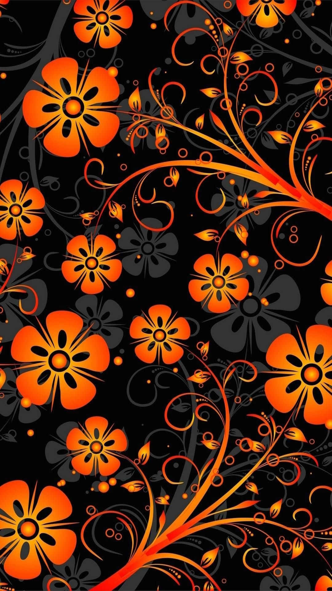 Black Floral Pattern Wallpaper
