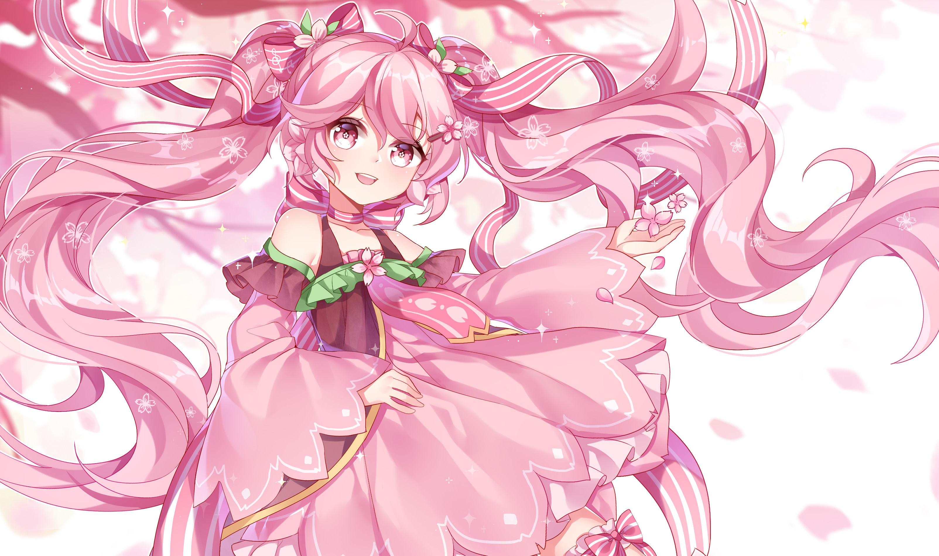 Sakura Miku: Cherry Blossom Vocaloid 2K Wallpaper