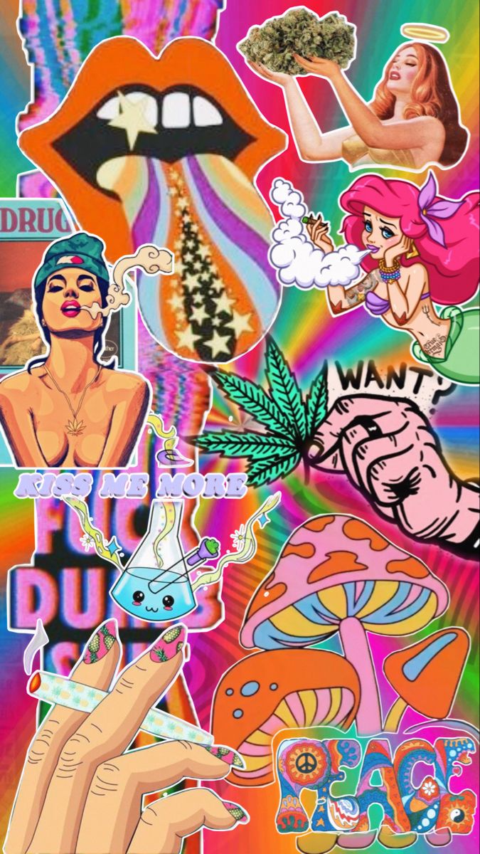 Trippy mushrooms wallpaper