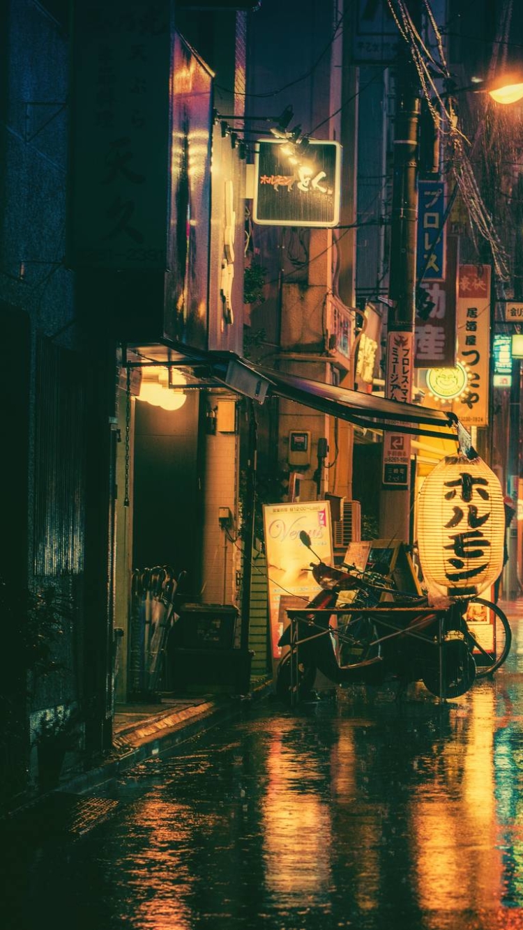 Rain, Night, City, Neon, Japan
