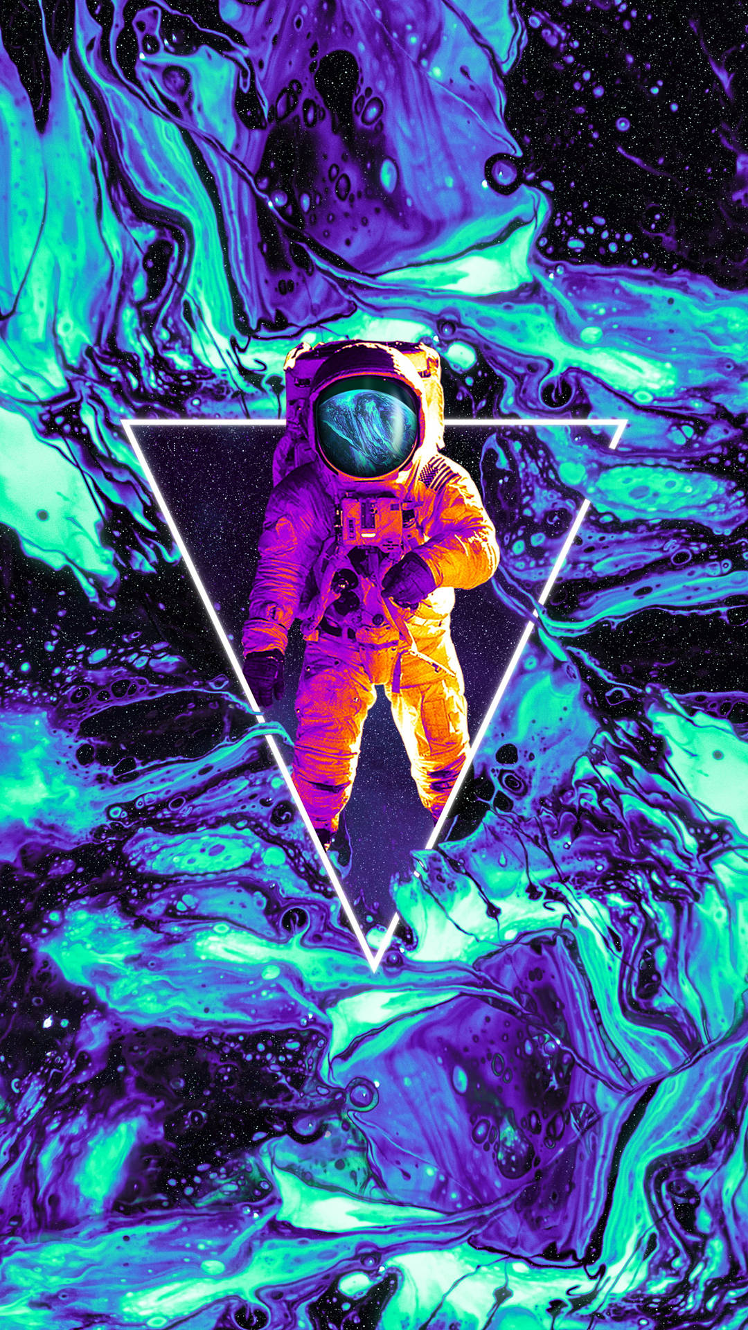Spaceman With Neon Galaxy Wallpaper