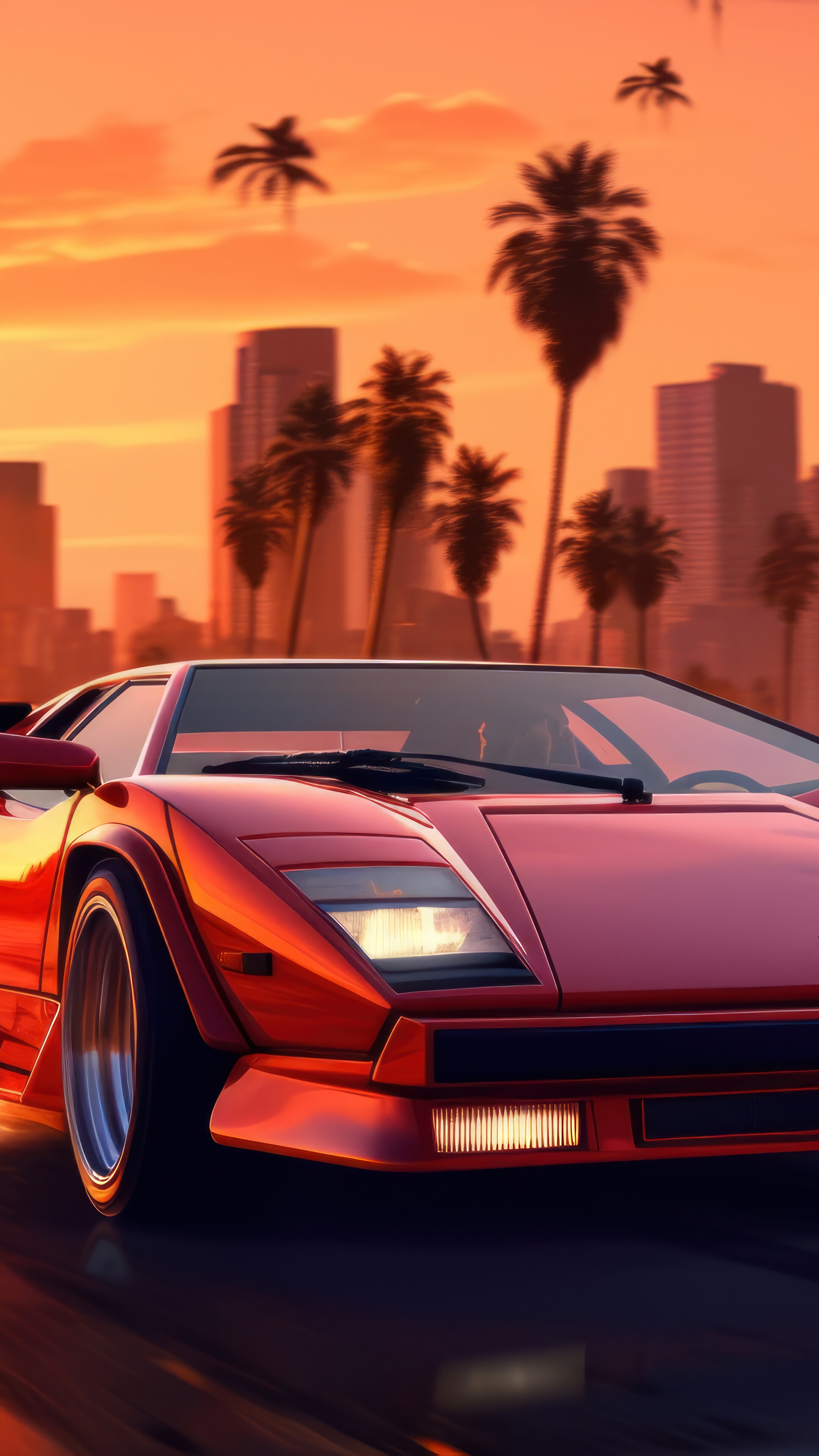 Car Sunset Scenery 4K Wallpaper iPhone