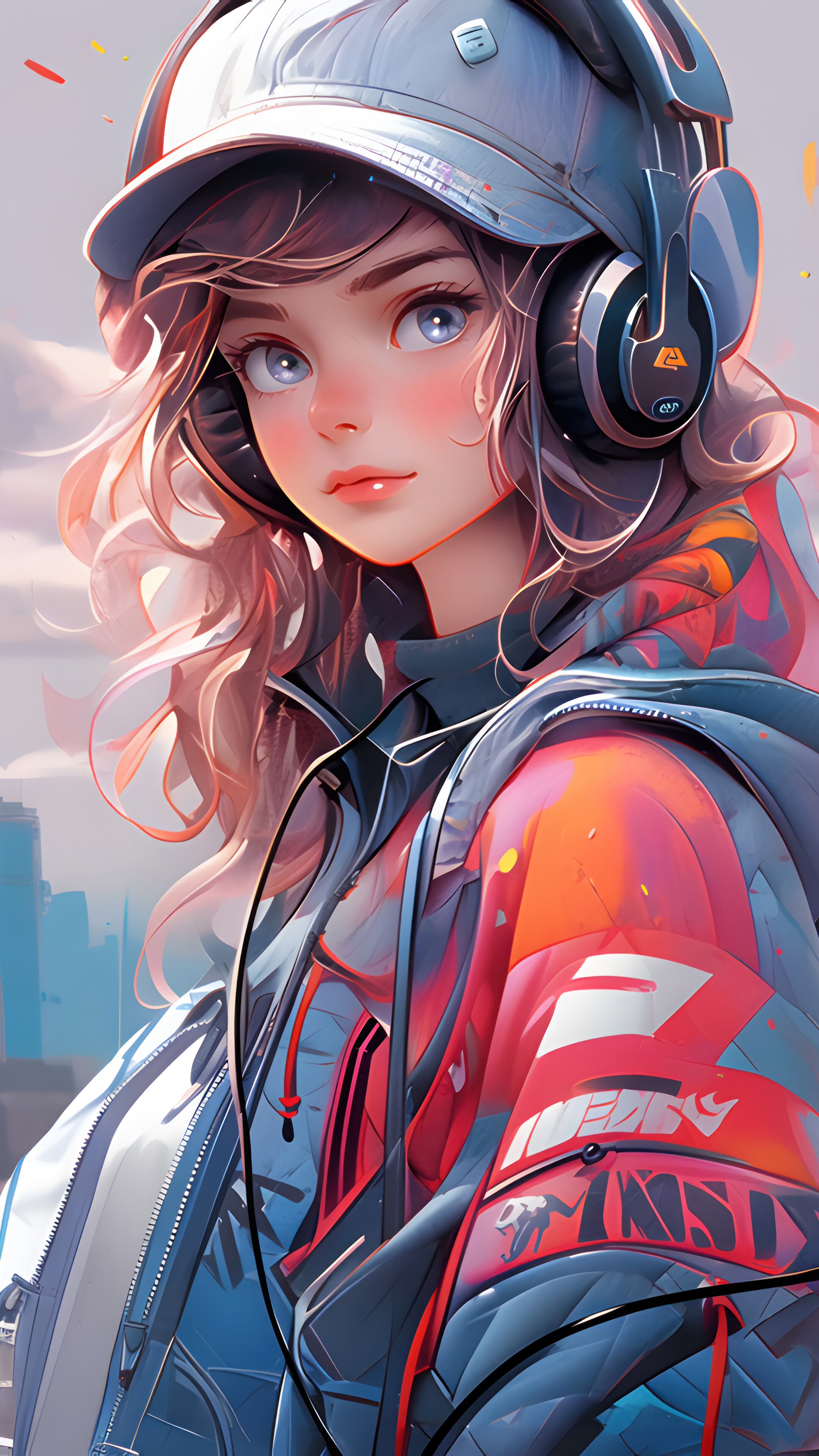 Anime Girl Headphones Art 4K Wallpaper