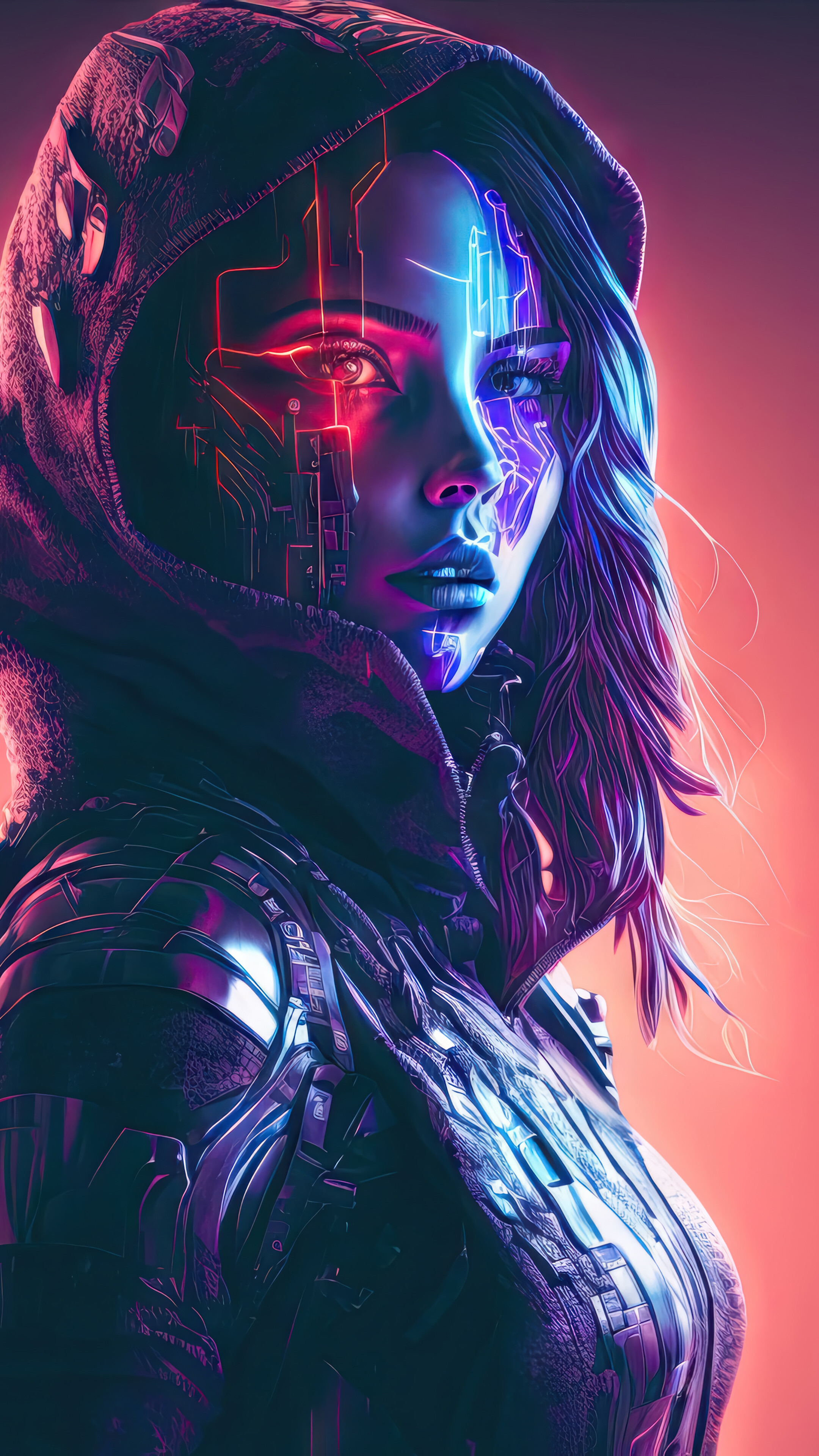 Cyberpunk Girl Digital Art 4K Wallpaper