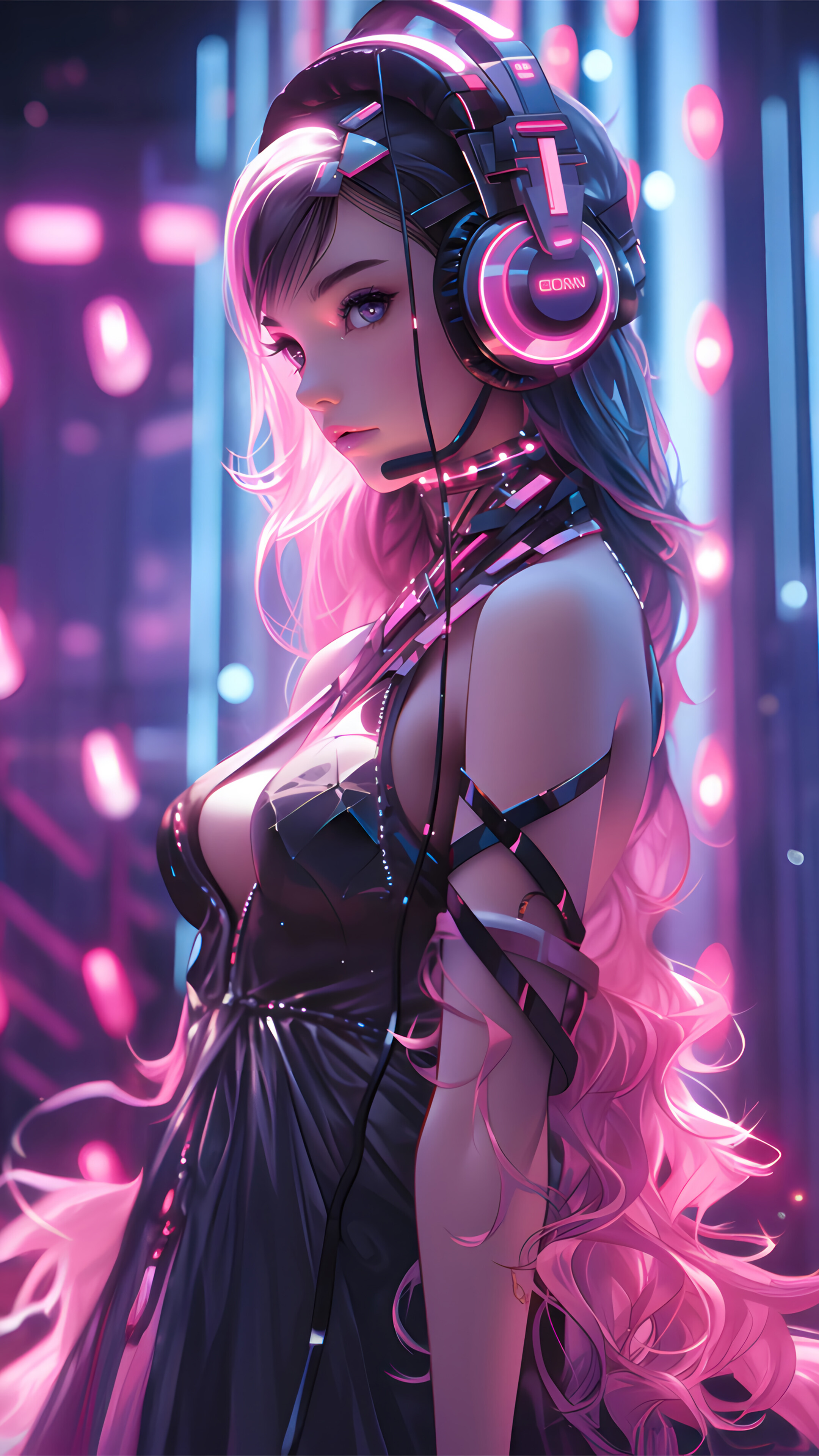 Anime Girl Headphones Art 4K Wallpaper