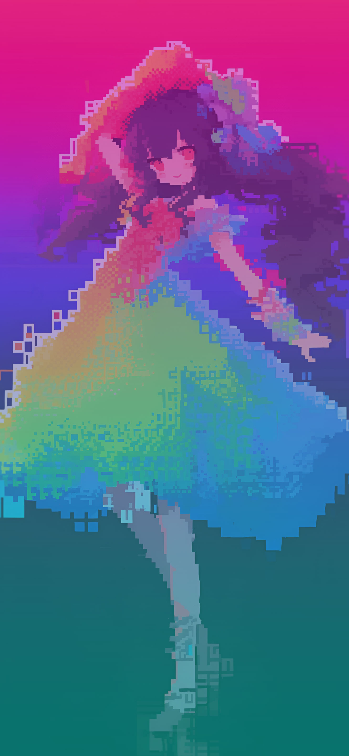 Girl in Rainbow Dress Pixel Art